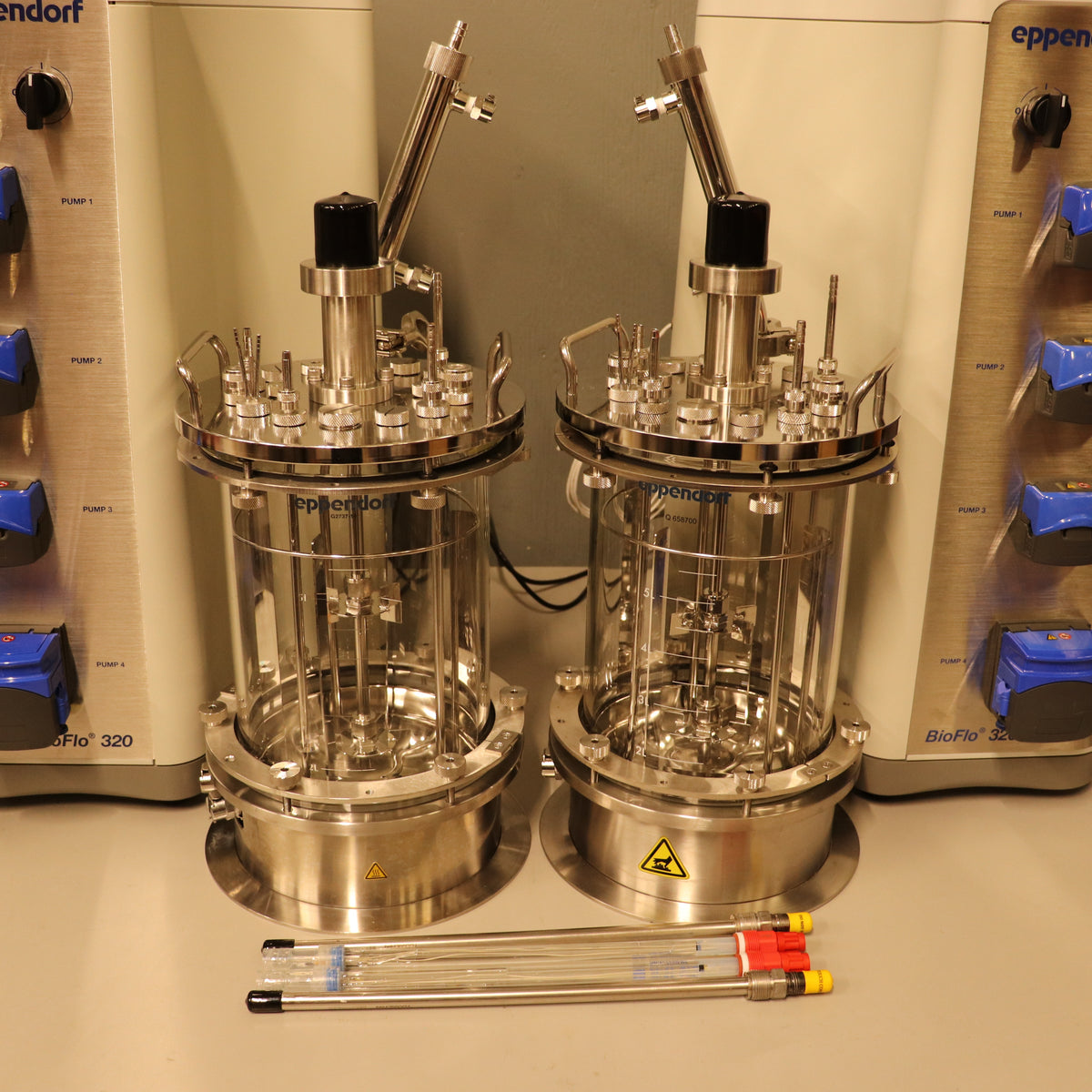 2x Eppendorf BioFlo 320 Fermenter Bioreactor w/ 5L Vessels + Biocommand