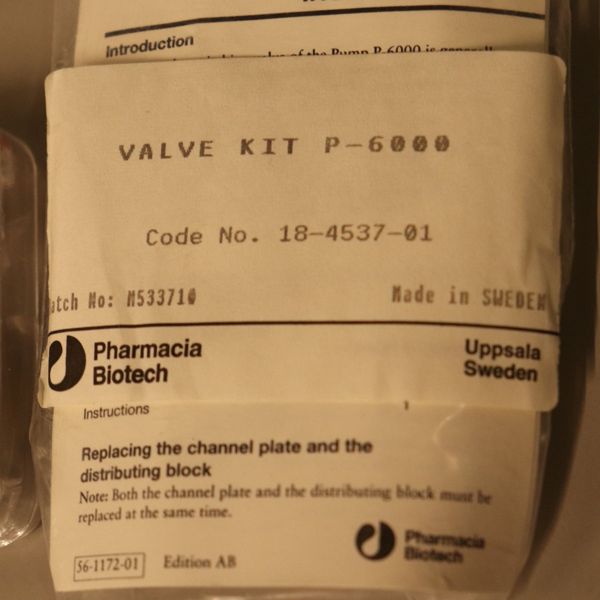 GE Amersham Cytiva P-6000 Pump Valve Kit 18453701