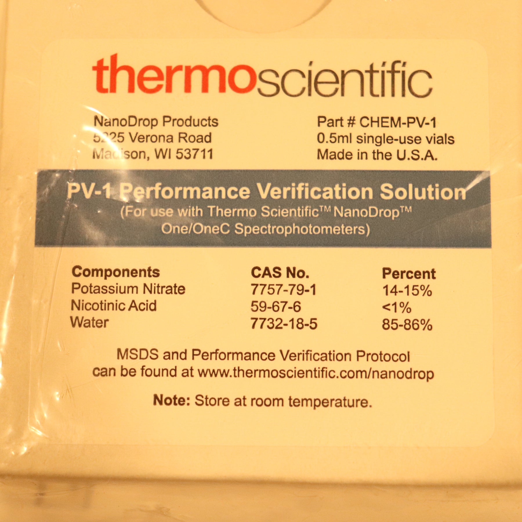 Thermo Scientific NanoDrop Performance Verification Solution PV-1