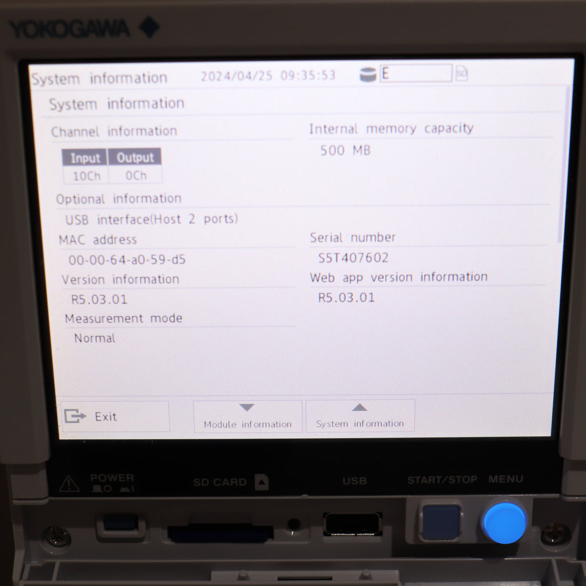 Yokogawa SmartDac+ GP10 -1E1D /UH H1 S3 Paperless Chart Recorder