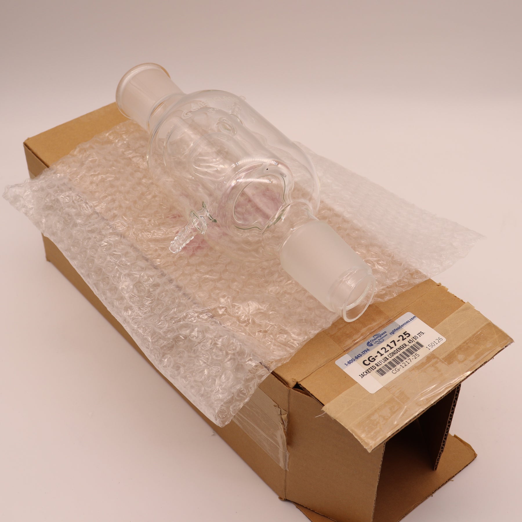 Chemglass Jacketed Reflux Condenser 45/ 50 Joint 315x100mm CG-1217-25