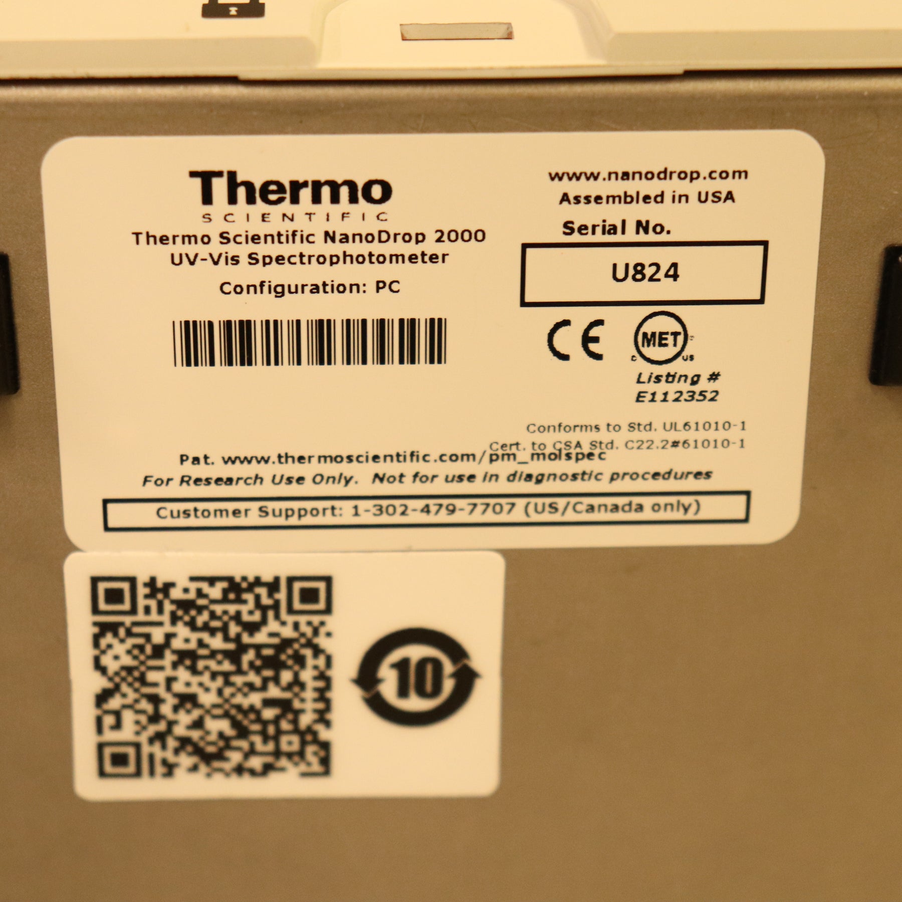 Thermo NanoDrop 2000 Spectrophotometer with Software