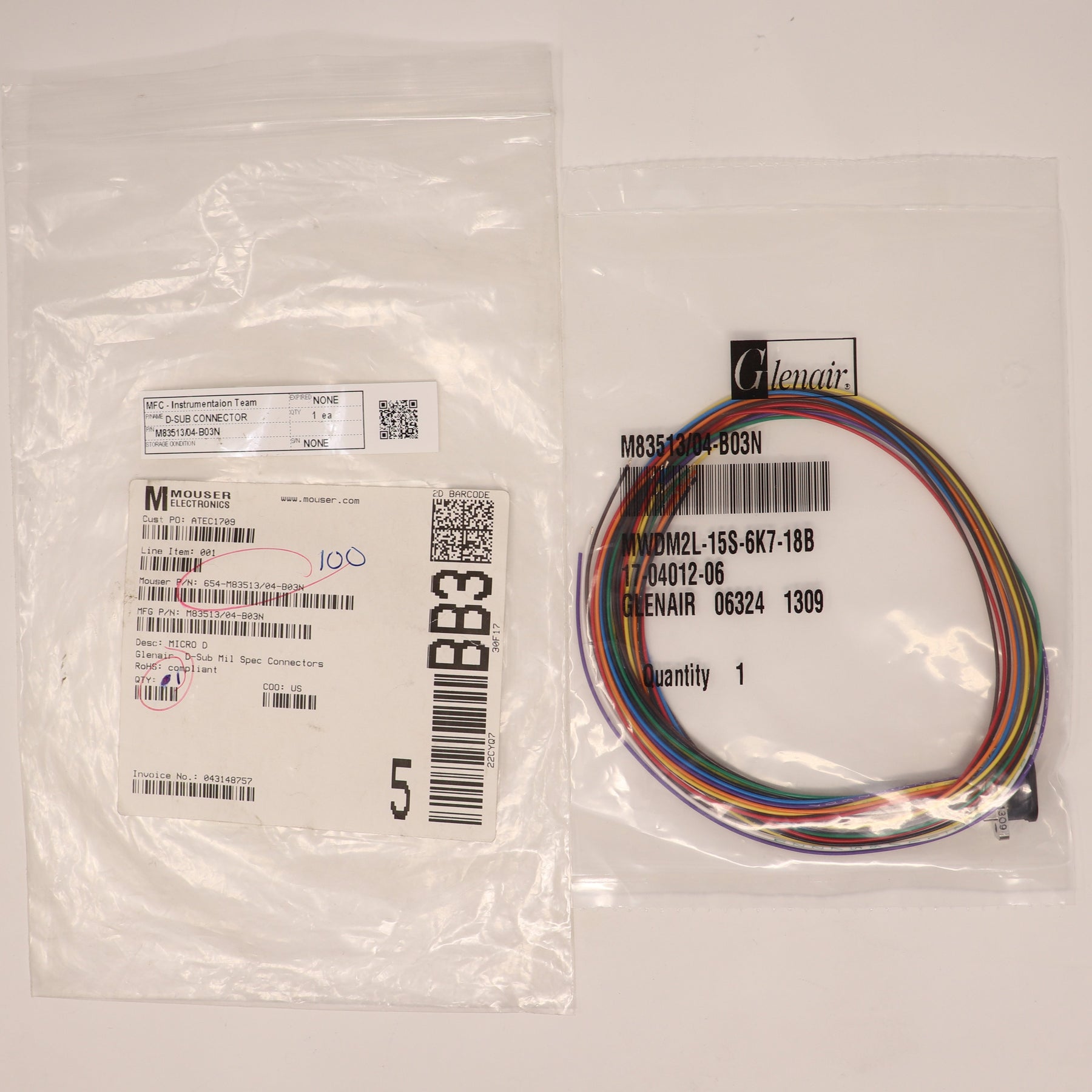 Glenair D-Sub Connector M83513/04-B03N