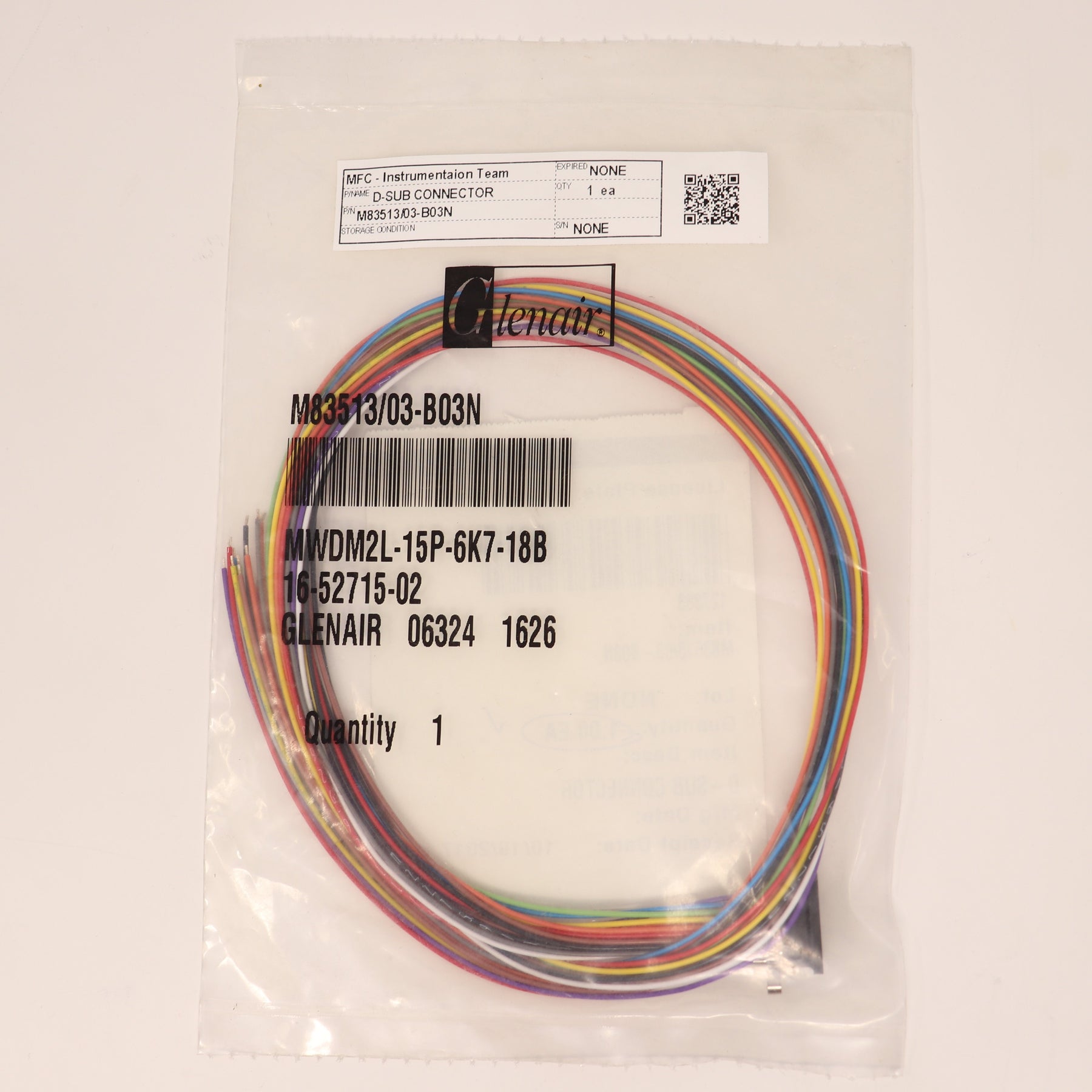 Glenair D-Sub Connector M83513/03-B03N