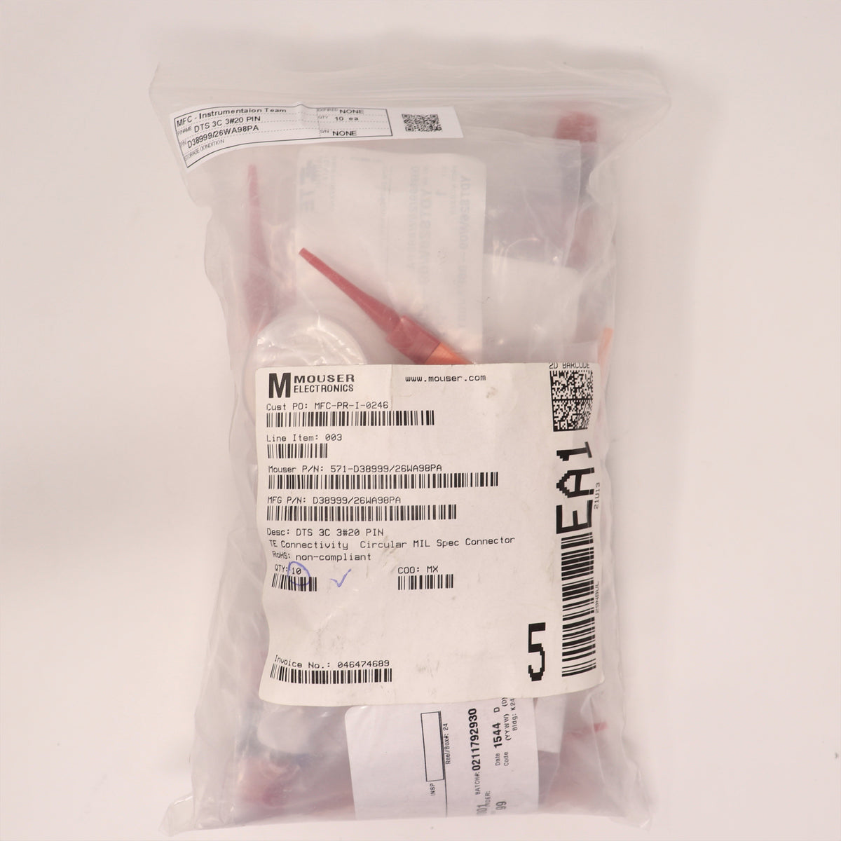 TE Connectivity/Deutsch Circular Connector D38999/26WA98PA