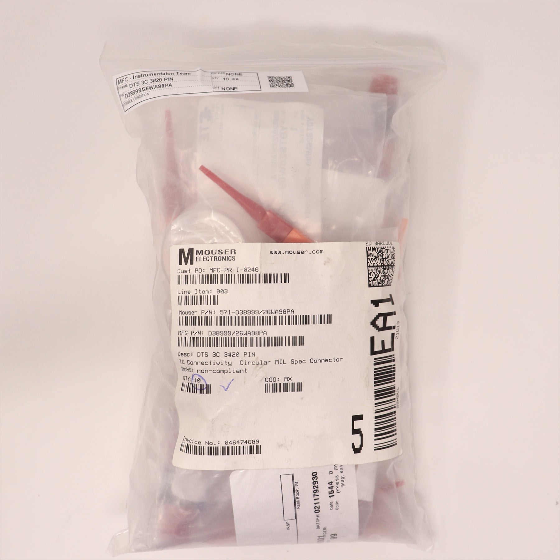 TE Connectivity/Deutsch Circular Connector D38999/26WA98PA