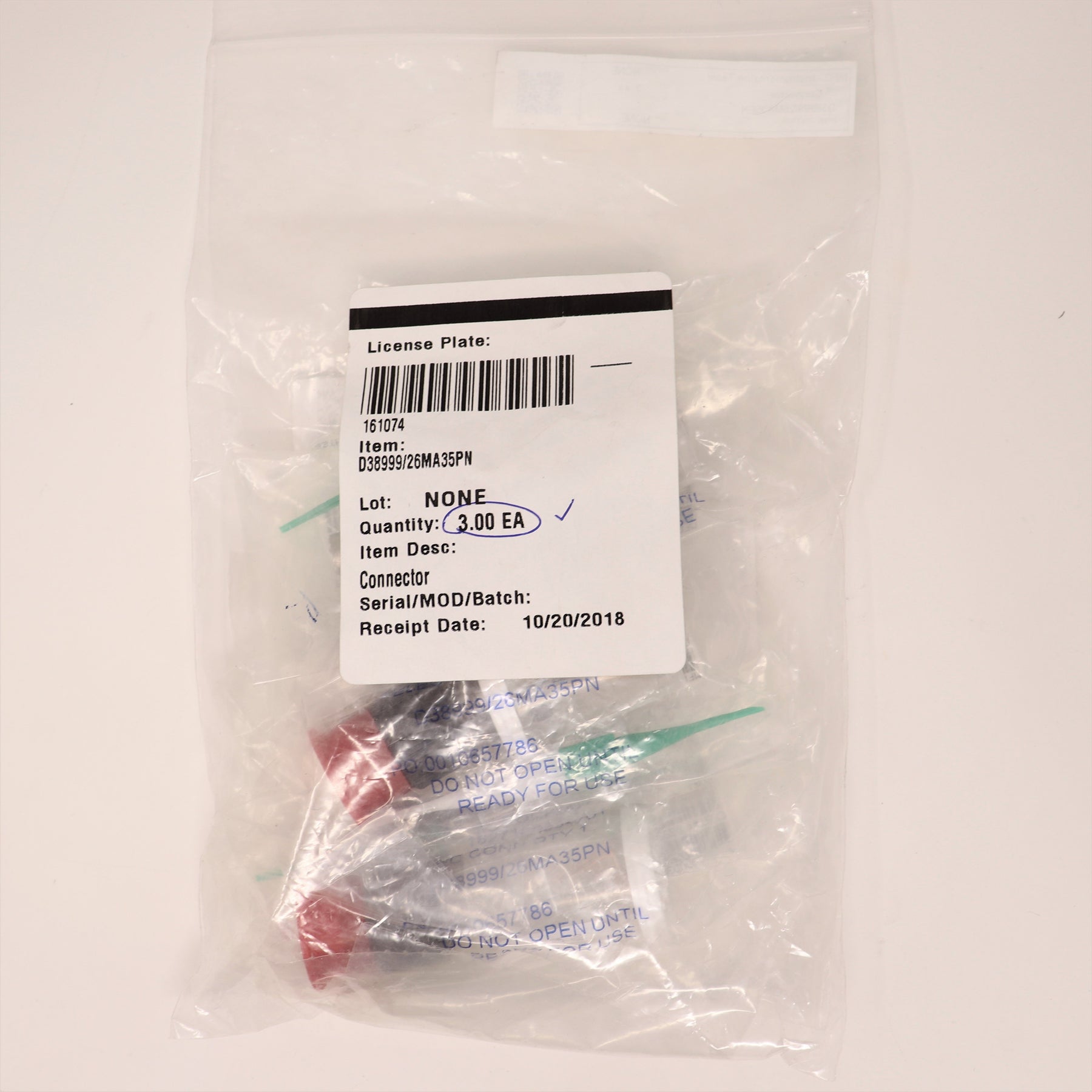3-Pack Souriau 6 Pin Size 9 Connector D38999/26MA35PN