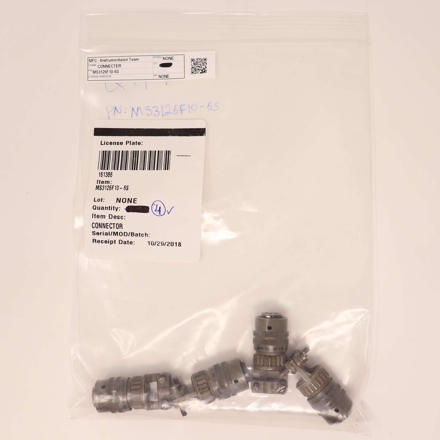 4 Pack Amphenol Circular MIL Spec Connector MS3126F10-6S