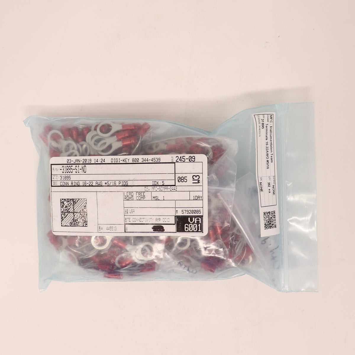 392 Pack TE Connectivity/AMP Ring Crimp Terminal 31895