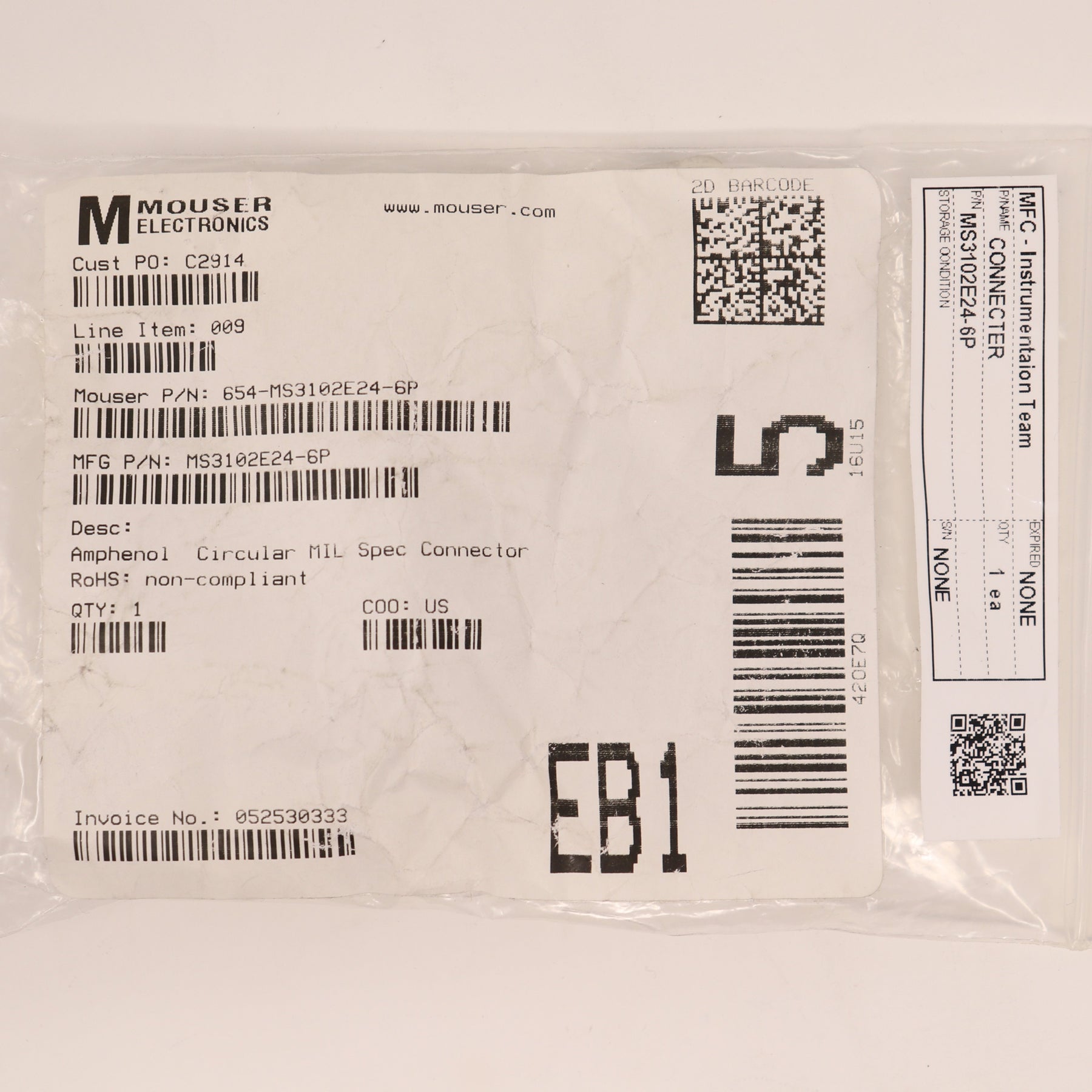 Amphenol Connector MS3102E24-6P