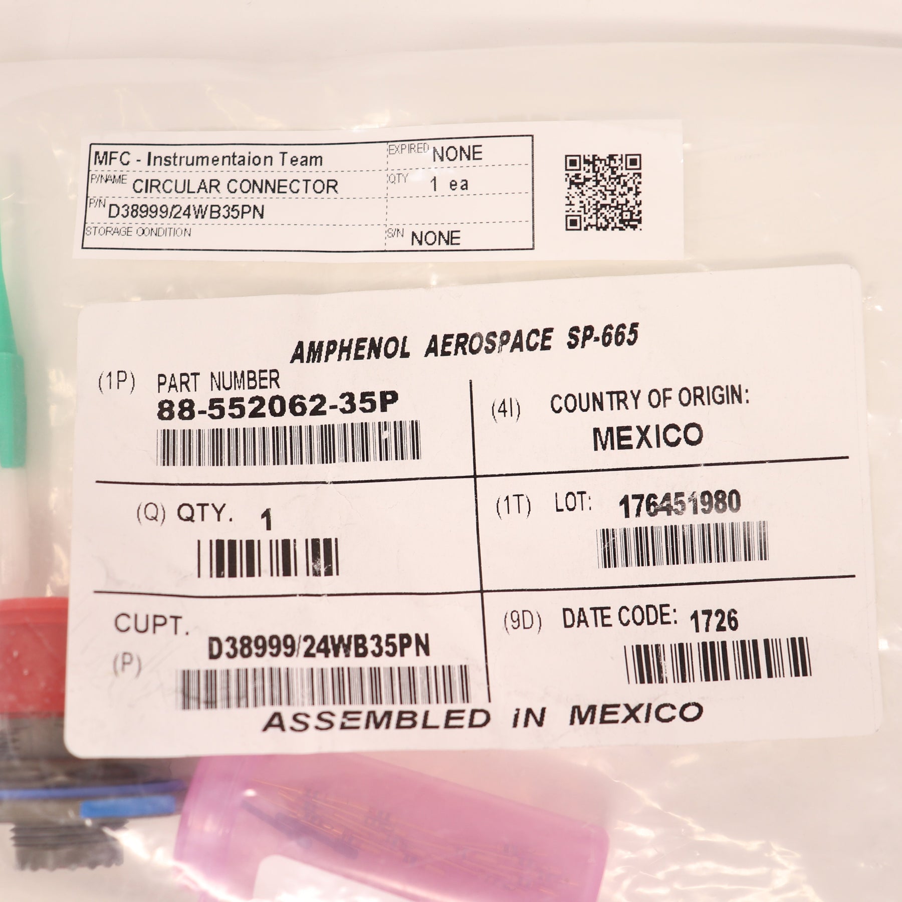 Amphenol 13 Pin Circular Connector D38999/24WB35PN