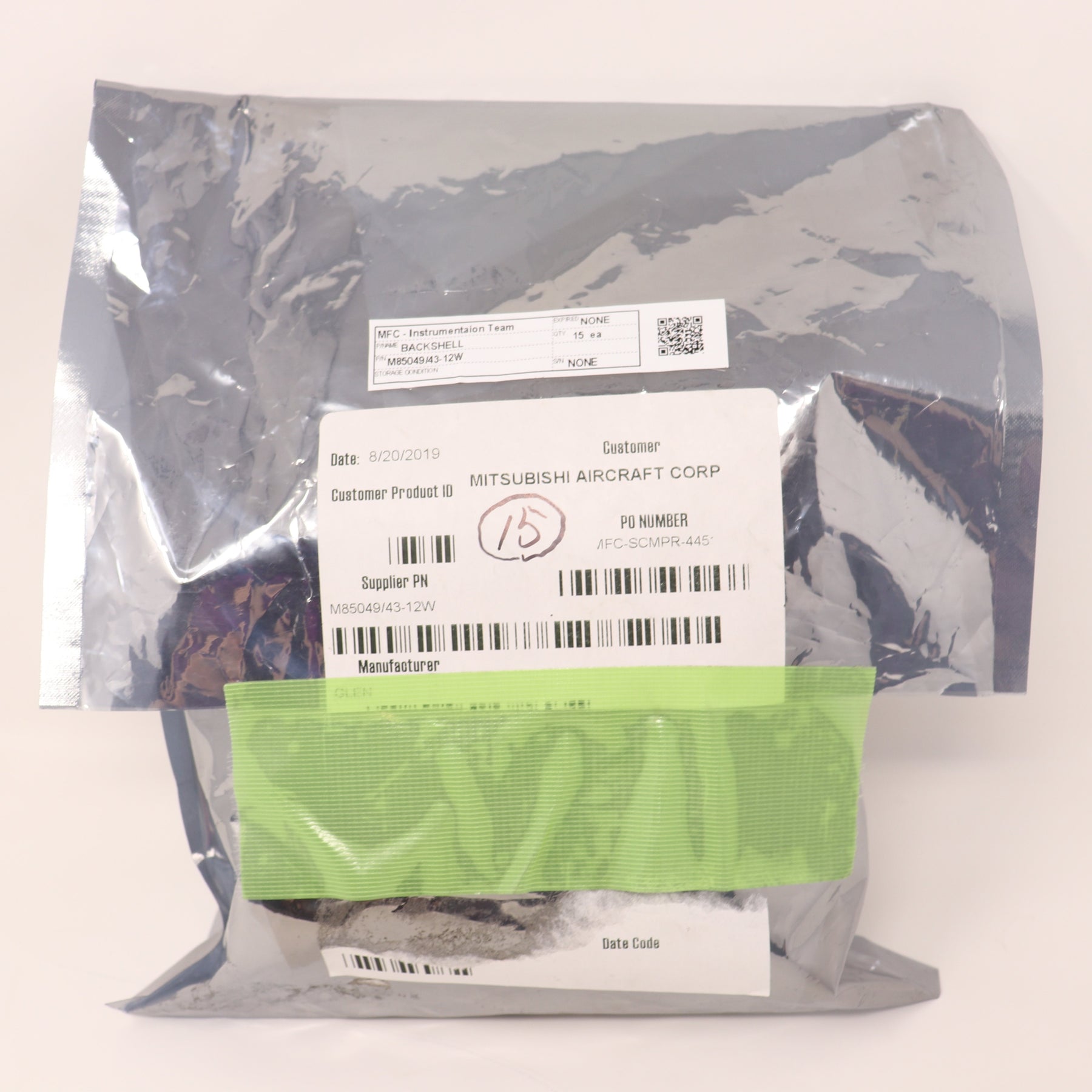 Pack of 15 Glenair Circular Strain Relief Size 12 Backshell M85049/43-12W