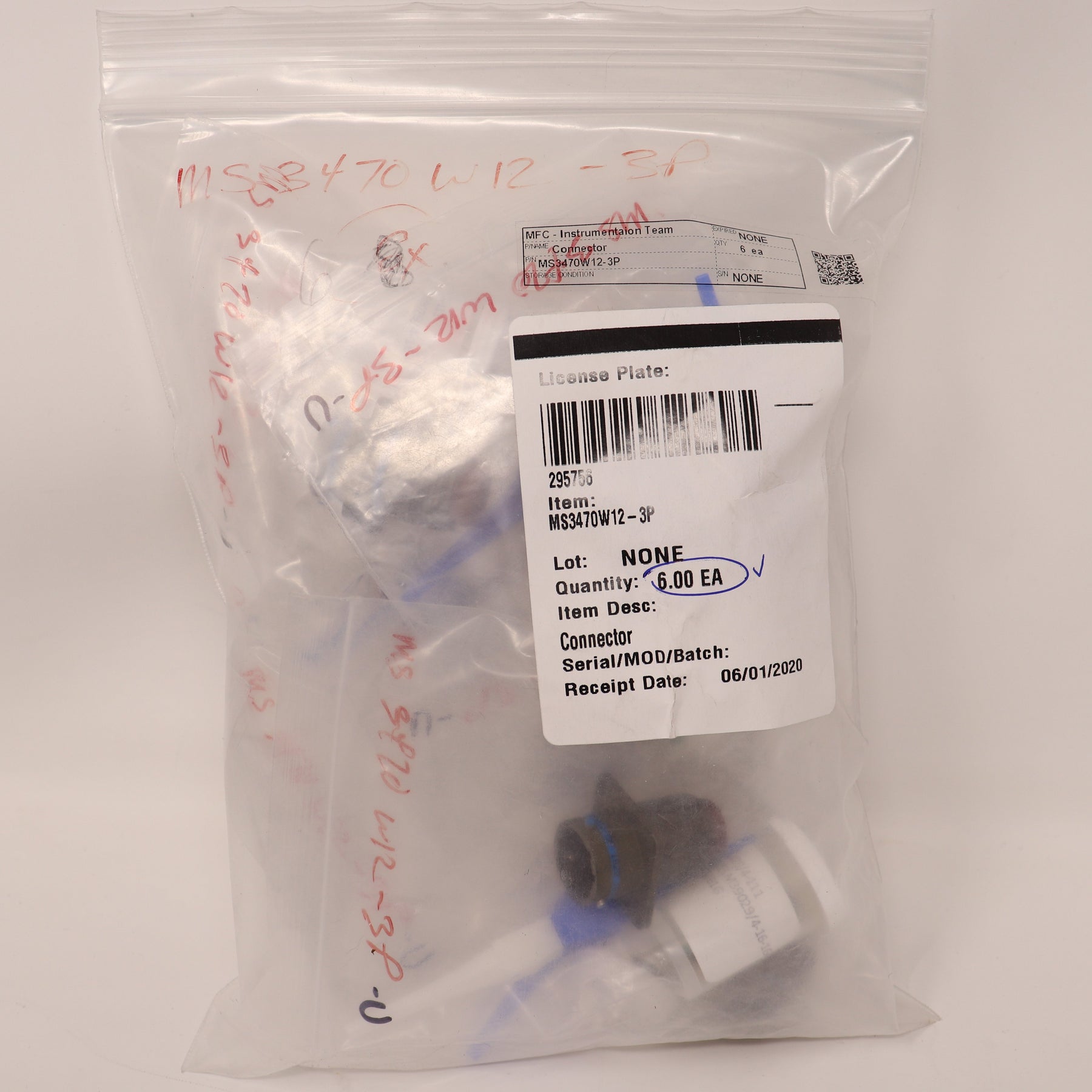 6 Pack TE Connectivitiy/Deutsch Circular MIL Spec Connector MS3470W12-3P