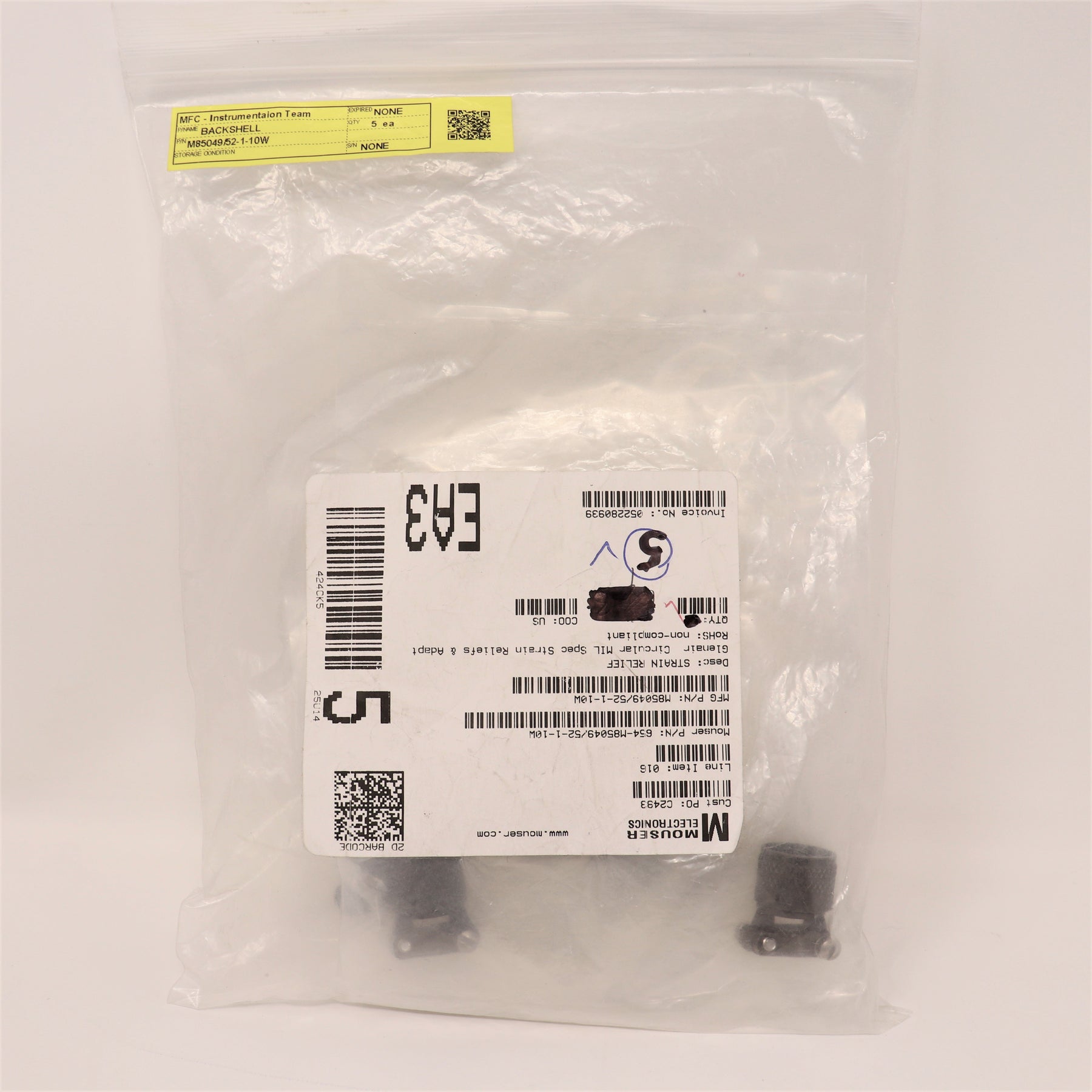 5-Pack Glenair Backshell Strain Relief M85049/52-1-10W