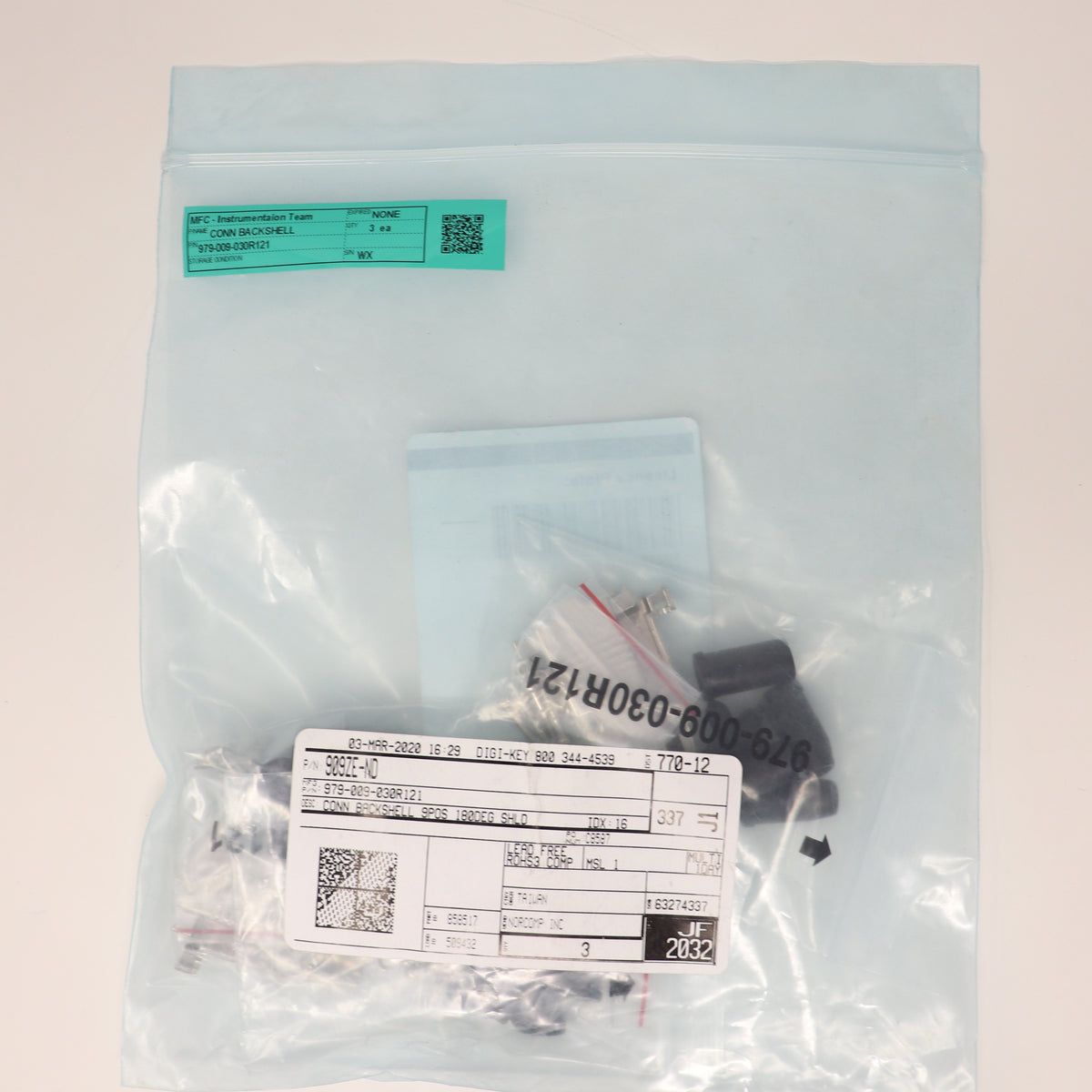 3 Pack Norcomp D-Sub Backshell Connector 979-009-030R121