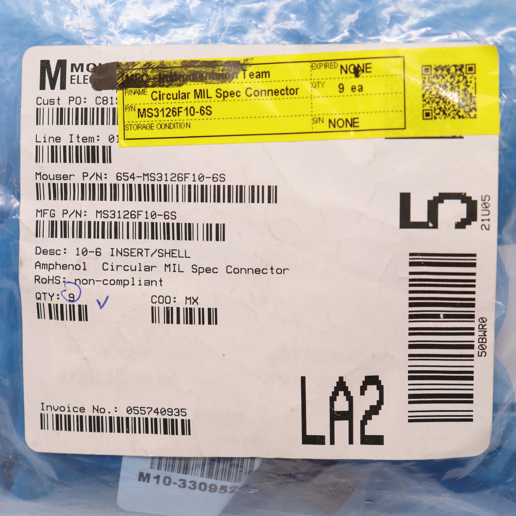Amphenol Circular MIL Spec Connector MS3126F10-6S