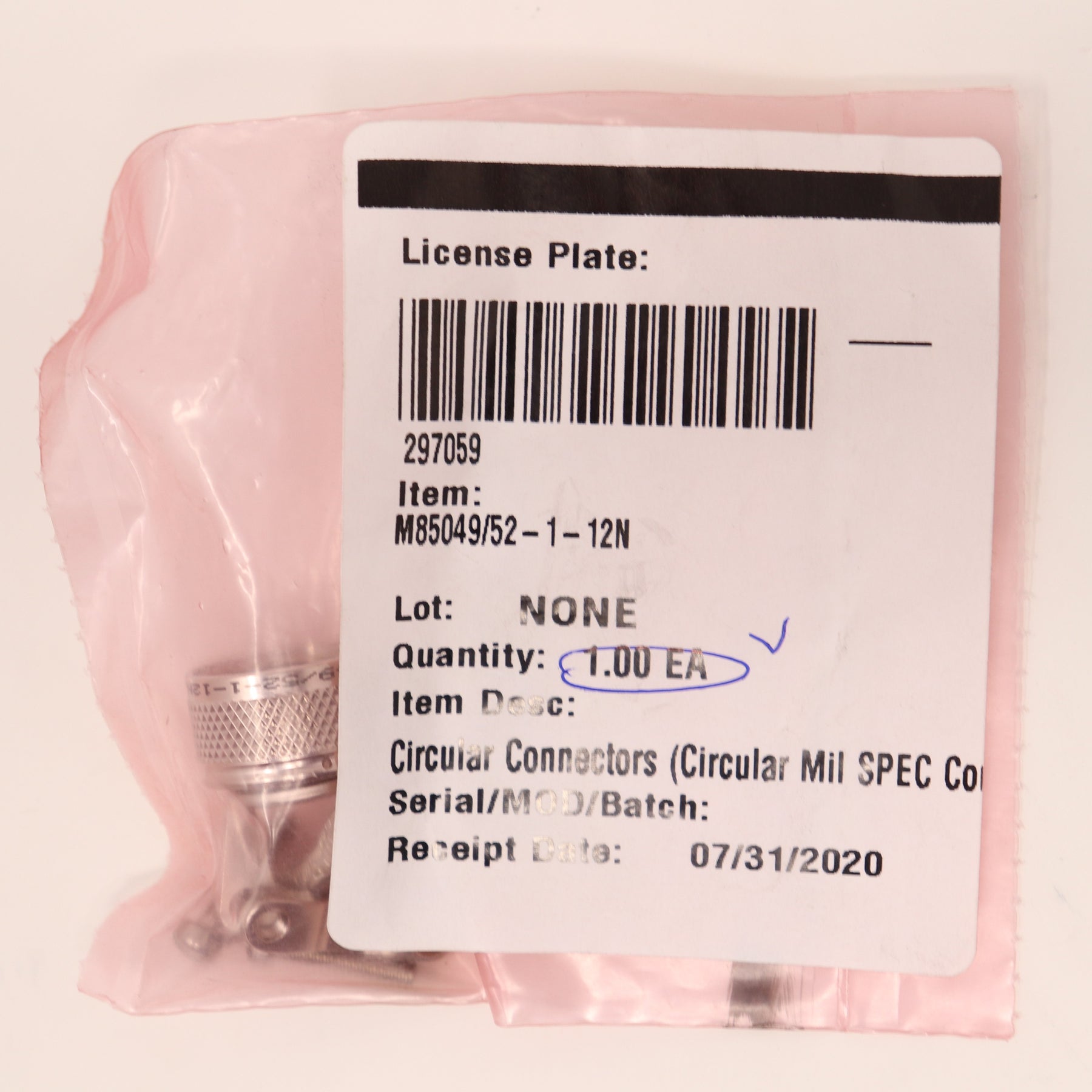 Sunbank Backshell Connector 07418 M85049/52-1-12N