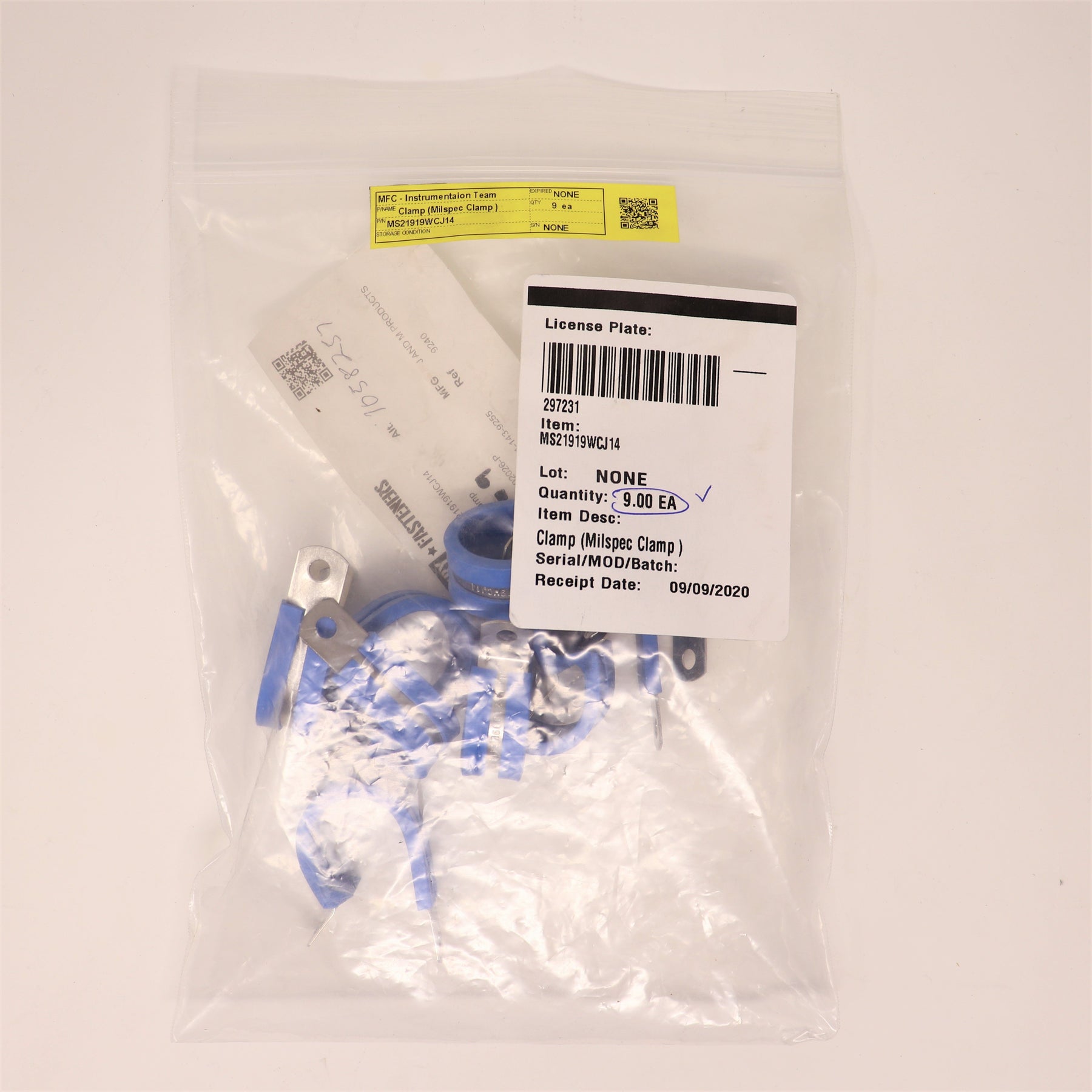 9 Pack JM 7/8" Cushioned Loop Clamp MS21919WCJ14