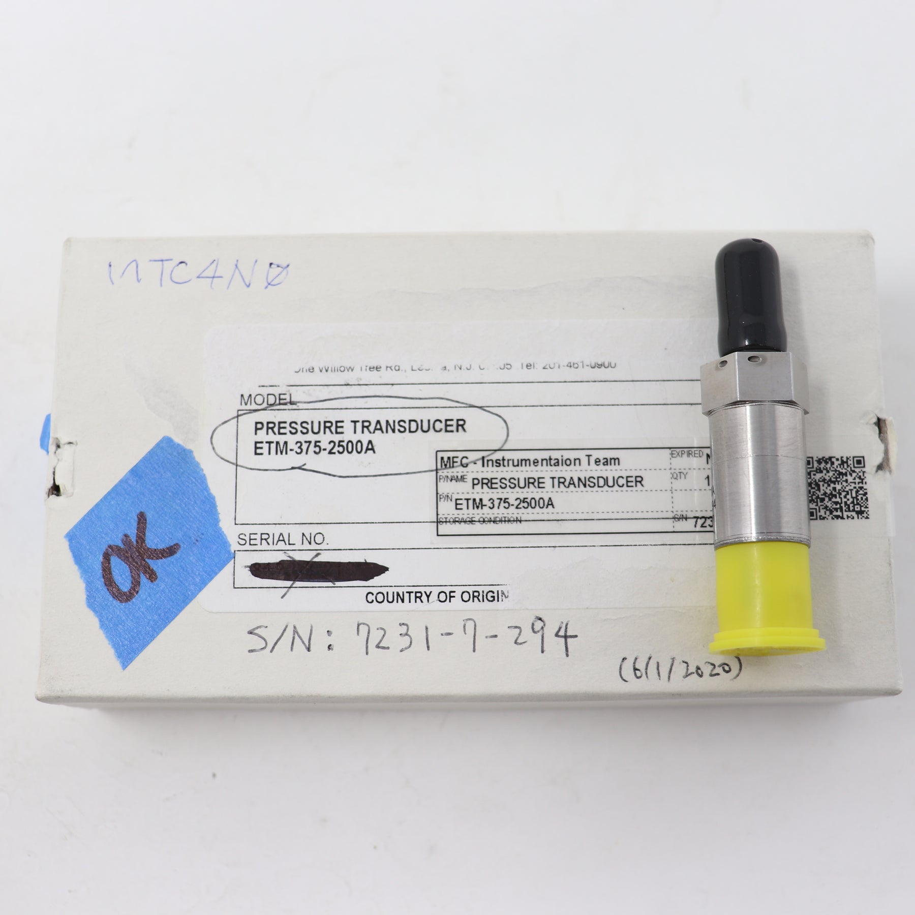 Kulite 4 Wire 5Vdc Pressure Transducer ETM-375-2500A