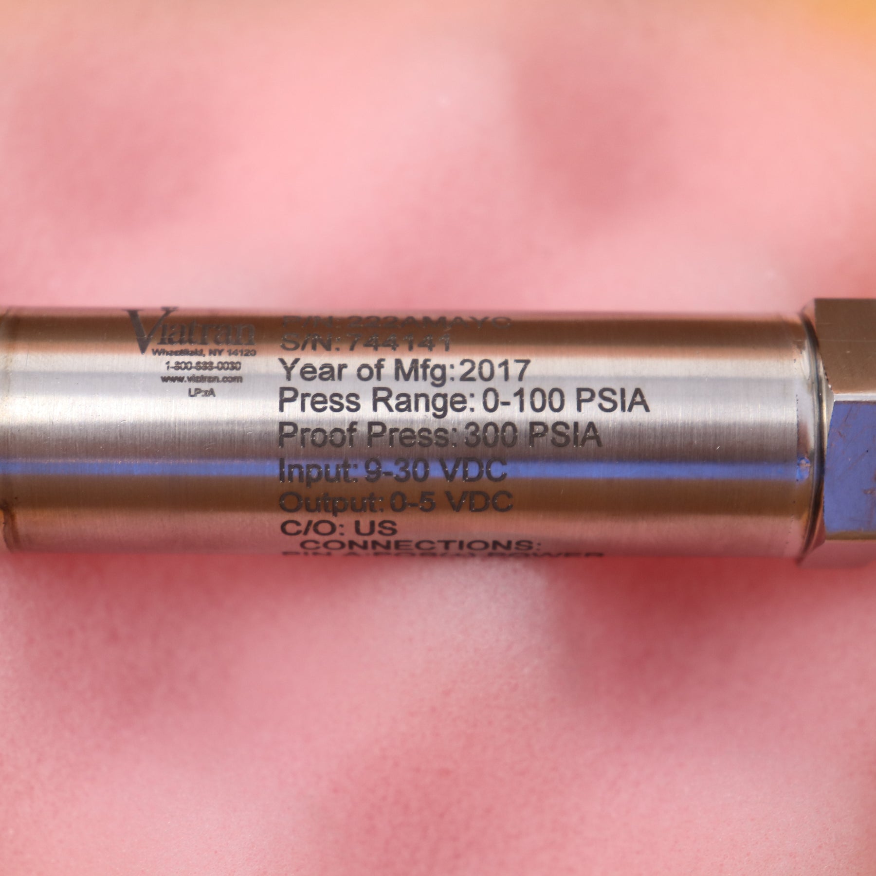 Viatran Compact Transducer 100PSIA Pressure Sensor Model 222AMAYC