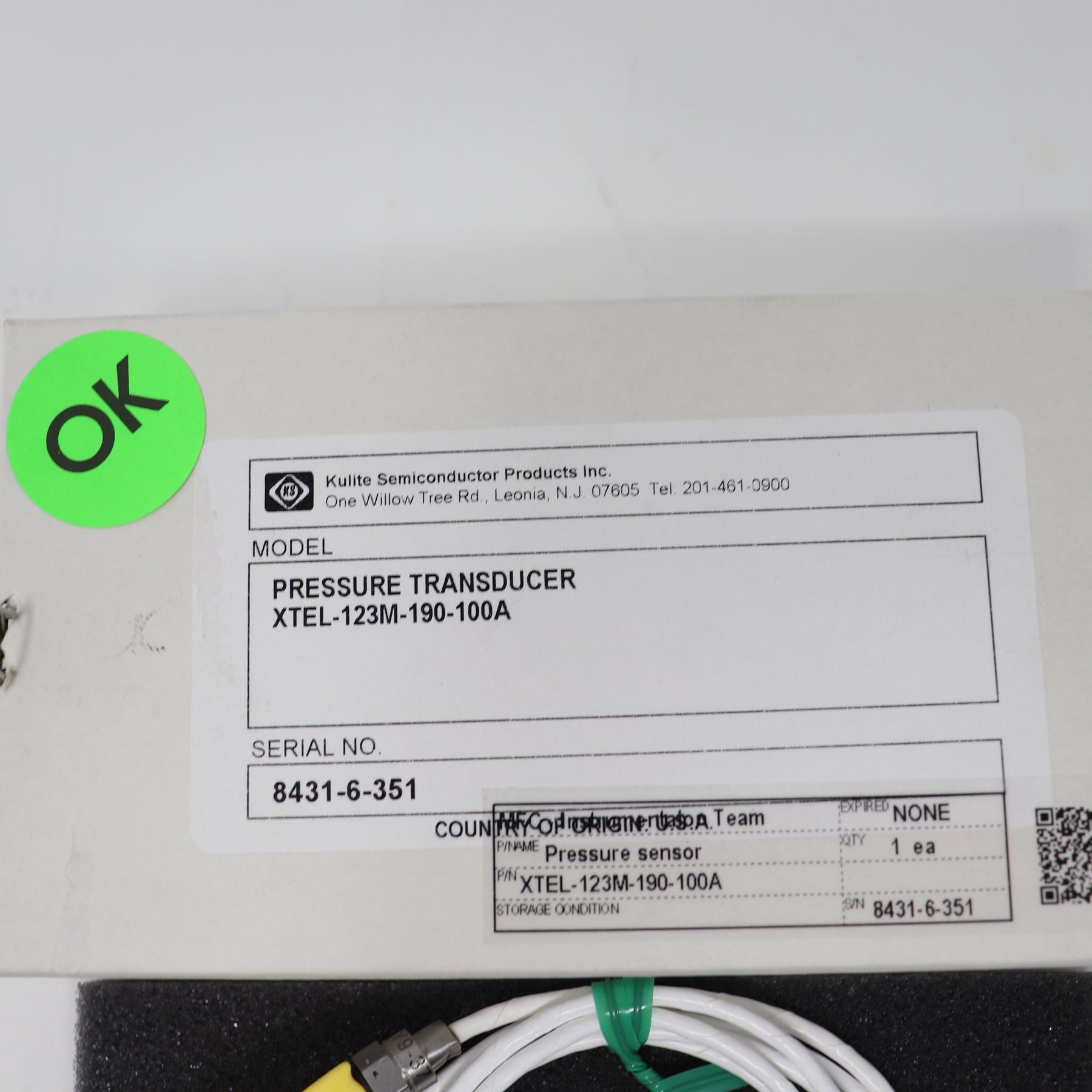 Kulite Miniature Ruggedized High Temp Pressure Transducer XTEL-123M-190-100A
