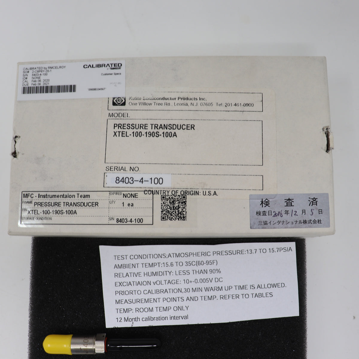 Kulite Miniature Ruggedized High Temp Pressure Transducer XTEL-100-190S-100A
