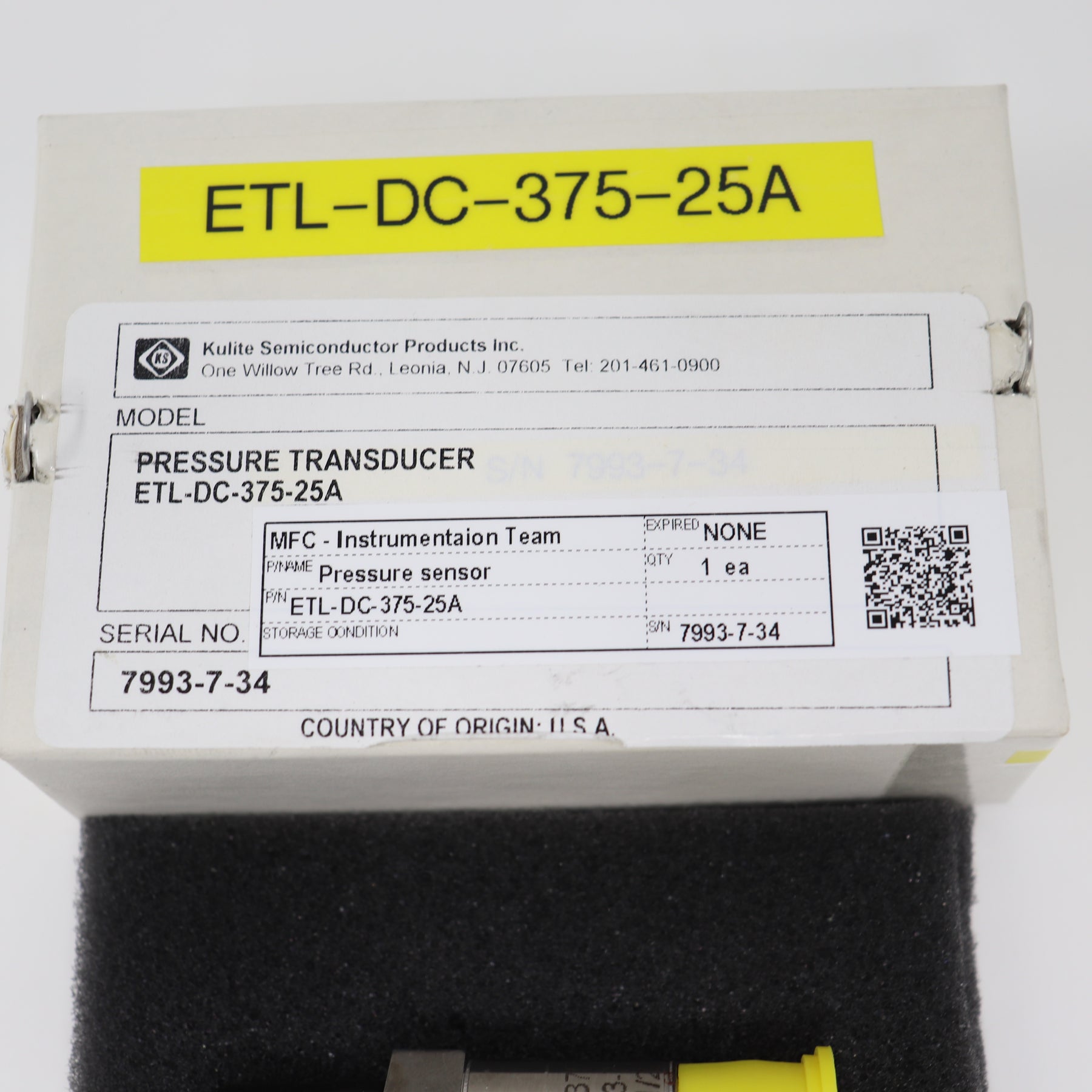 KULITE 5 VDC OUTPUT PRESSURE TRANSDUCER ETL-DC-375-25A