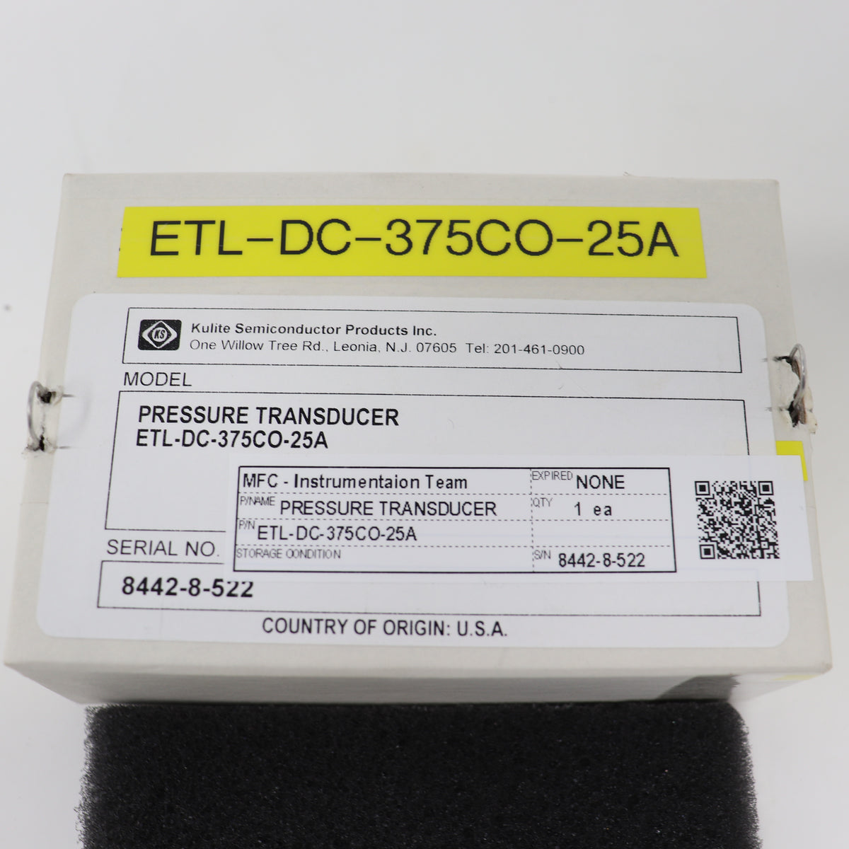 KULITE 5 VDC OUTPUT PRESSURE TRANSDUCER ETL-DC-375CO-25A