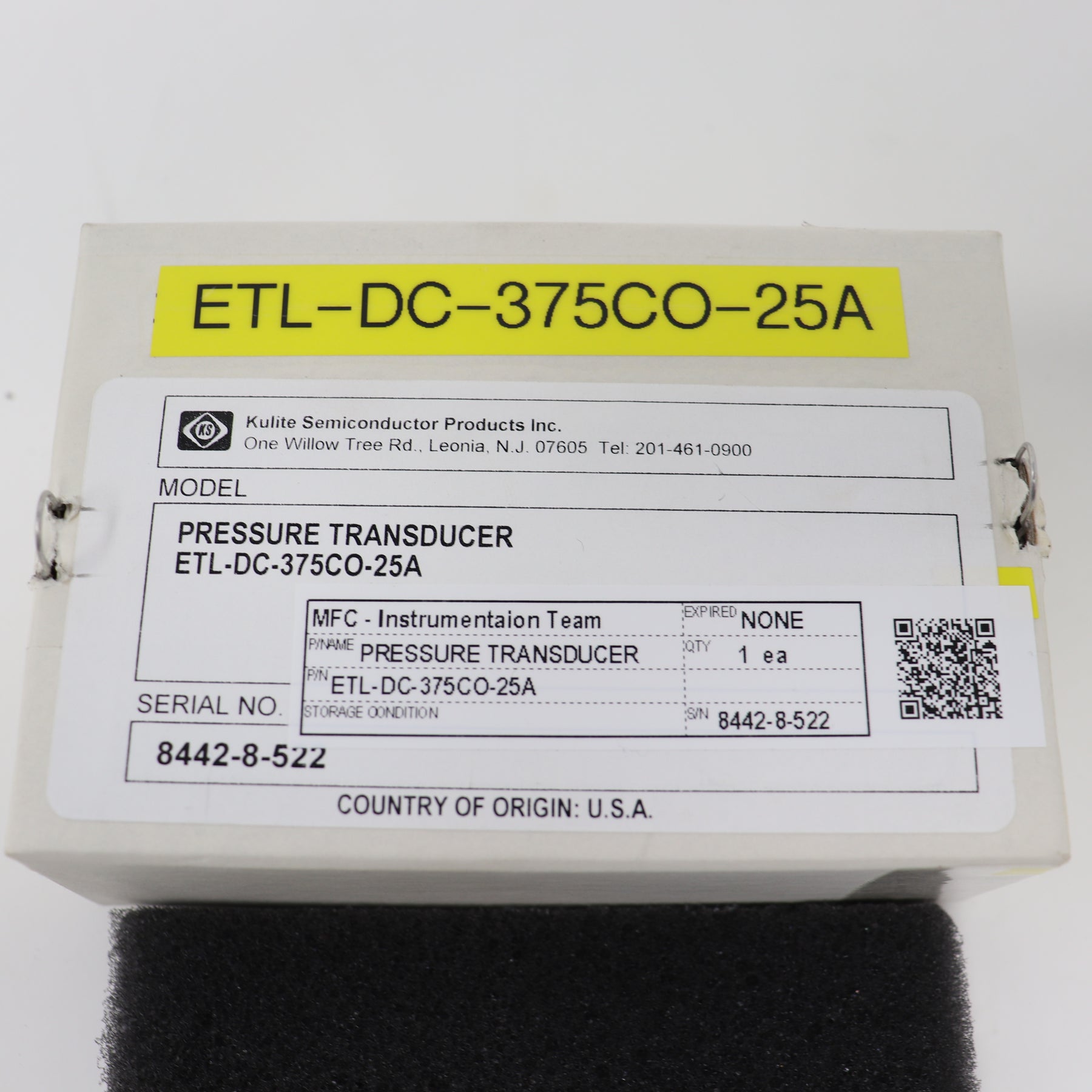 KULITE 5 VDC OUTPUT PRESSURE TRANSDUCER ETL-DC-375CO-25A
