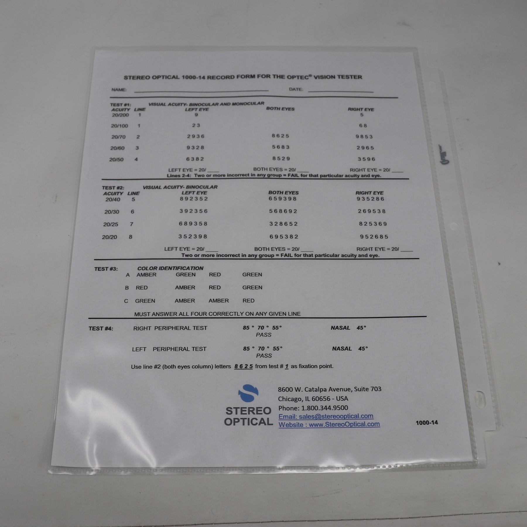 Stereo Optical Co Optec 1000 DMV (updated version) Vision Screener Tester