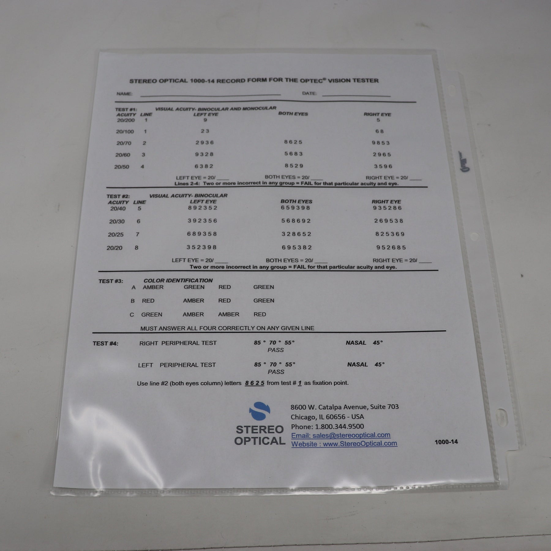 Stereo Optical Co Optec 1000 DMV (updated version) Vision Screener Tester