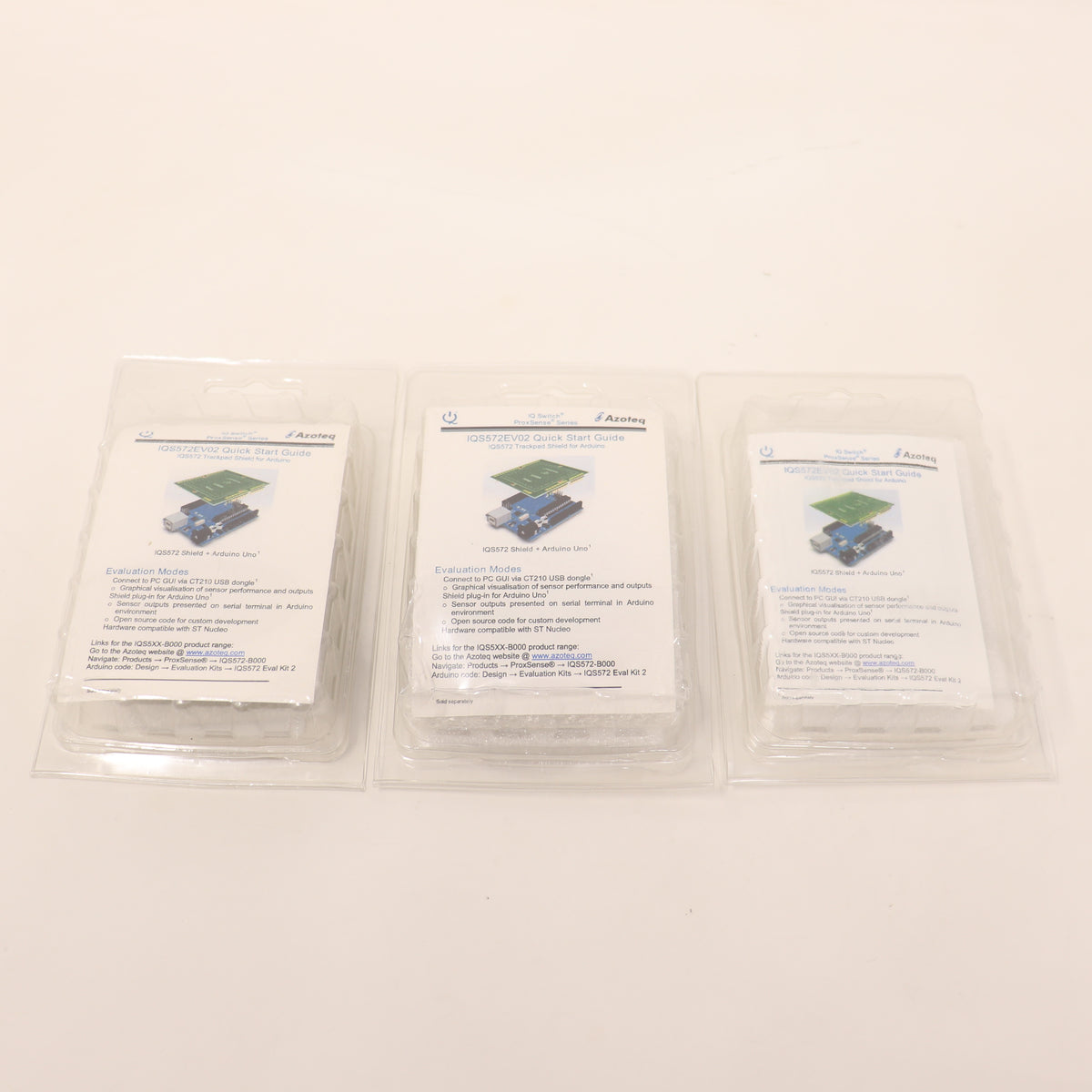 (3) Azoteq IQS572EVO2-S IQ Switch ProxSense Shield for Arduino