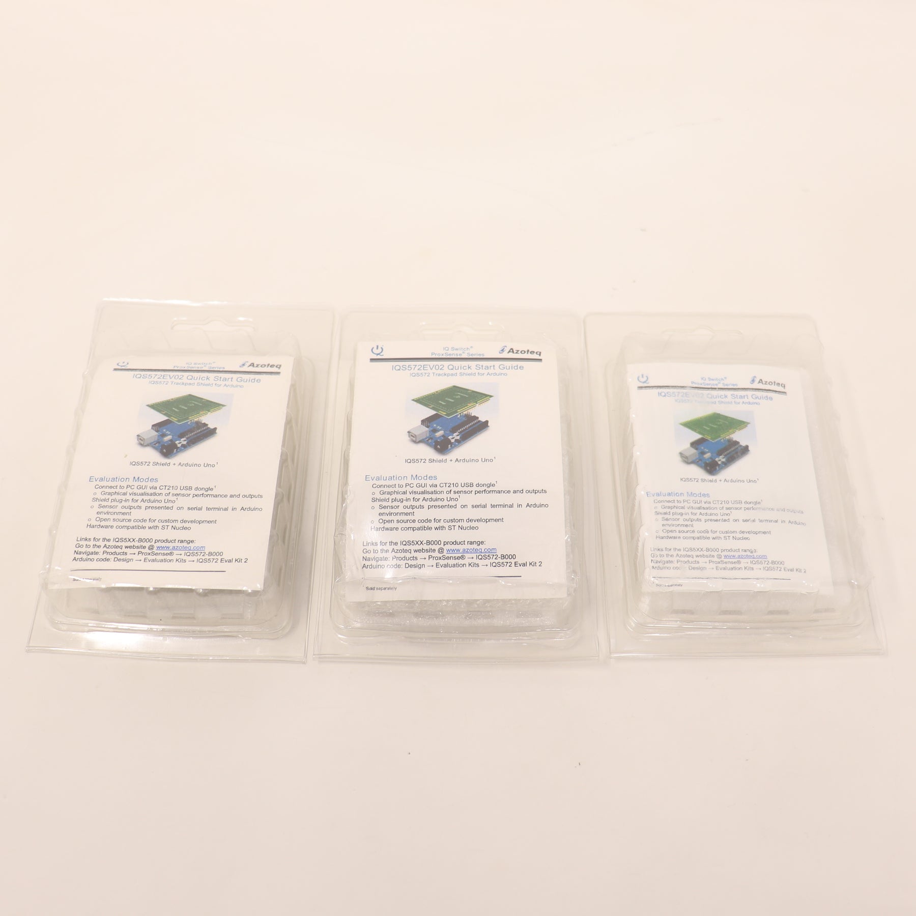 (3) Azoteq IQS572EVO2-S IQ Switch ProxSense Shield for Arduino