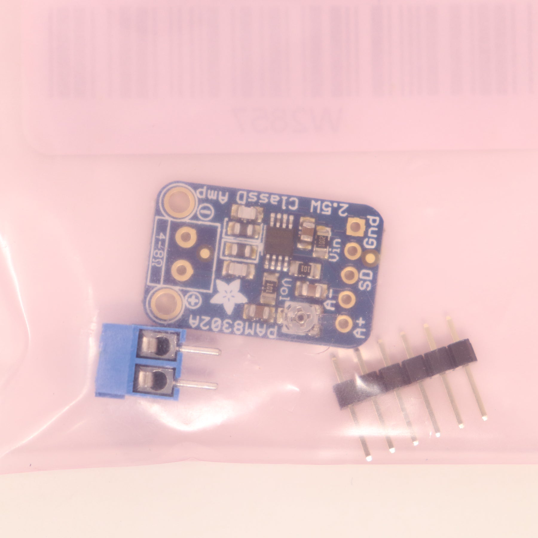 (6) Adafruit PAM8302A Mono 2.5W Class D Audio Amplifier Board