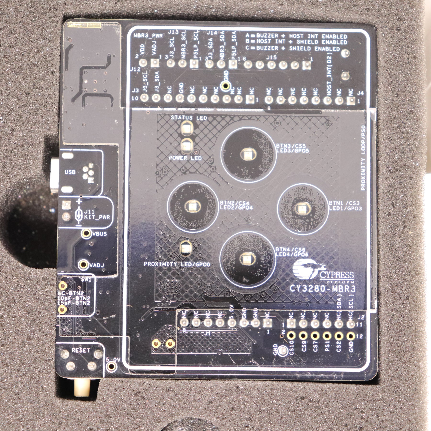 (3) Cypress Capsense CY3280-MBR3 Mechanical Button Replacement (MBR) Evaluation Kit