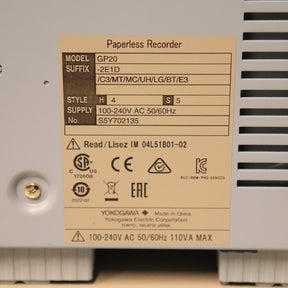 Yokogawa SmartDac+ GP20-2E Touchscreen Paperless Chart Recorder