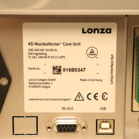 Lonza 4D-Nucleofector Core & LV Units w/ 21 CFR 11 Compliant Software