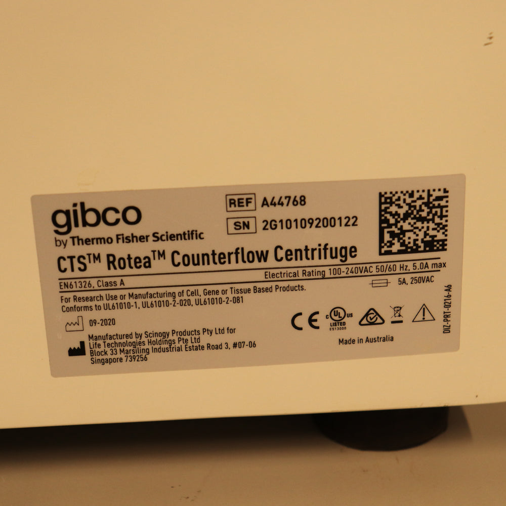 Thermo Gibco CTS Rotea Counterflow Centrifugation System A44768 2020
