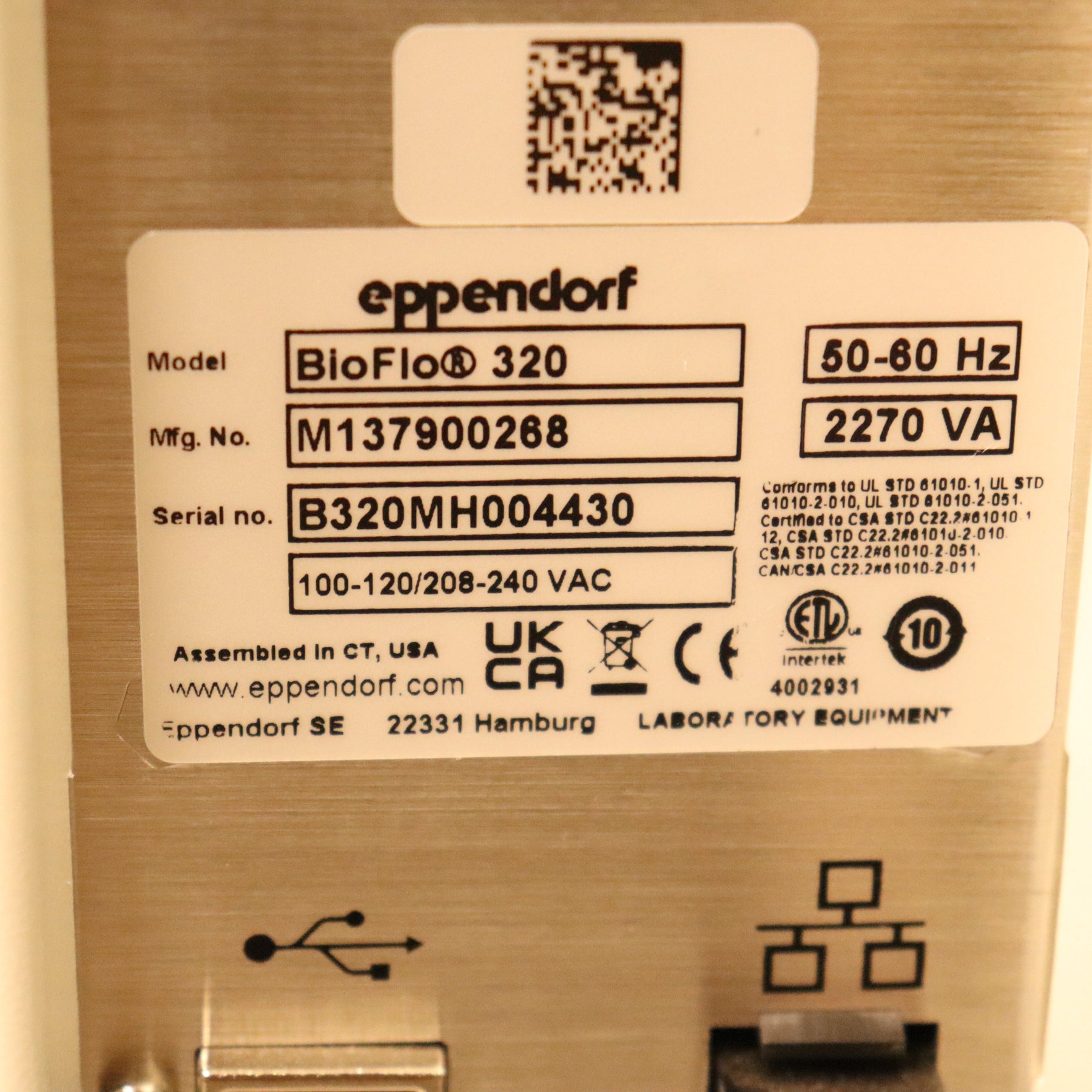 Eppendorf BioFlo 320 Bioprocess Controller Bioreactor w/ 10L Vessel