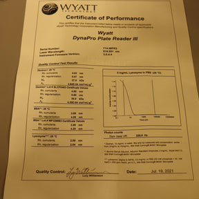 Wyatt DLS Dynamic Light Scattering DynaPro PlateReader III WPR3-01