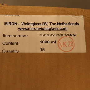 (15x) Miron Violetglass 1000mL Oil Glass Bottles w/ Caps FL-OEL-E-1LT-31.5-B-M24