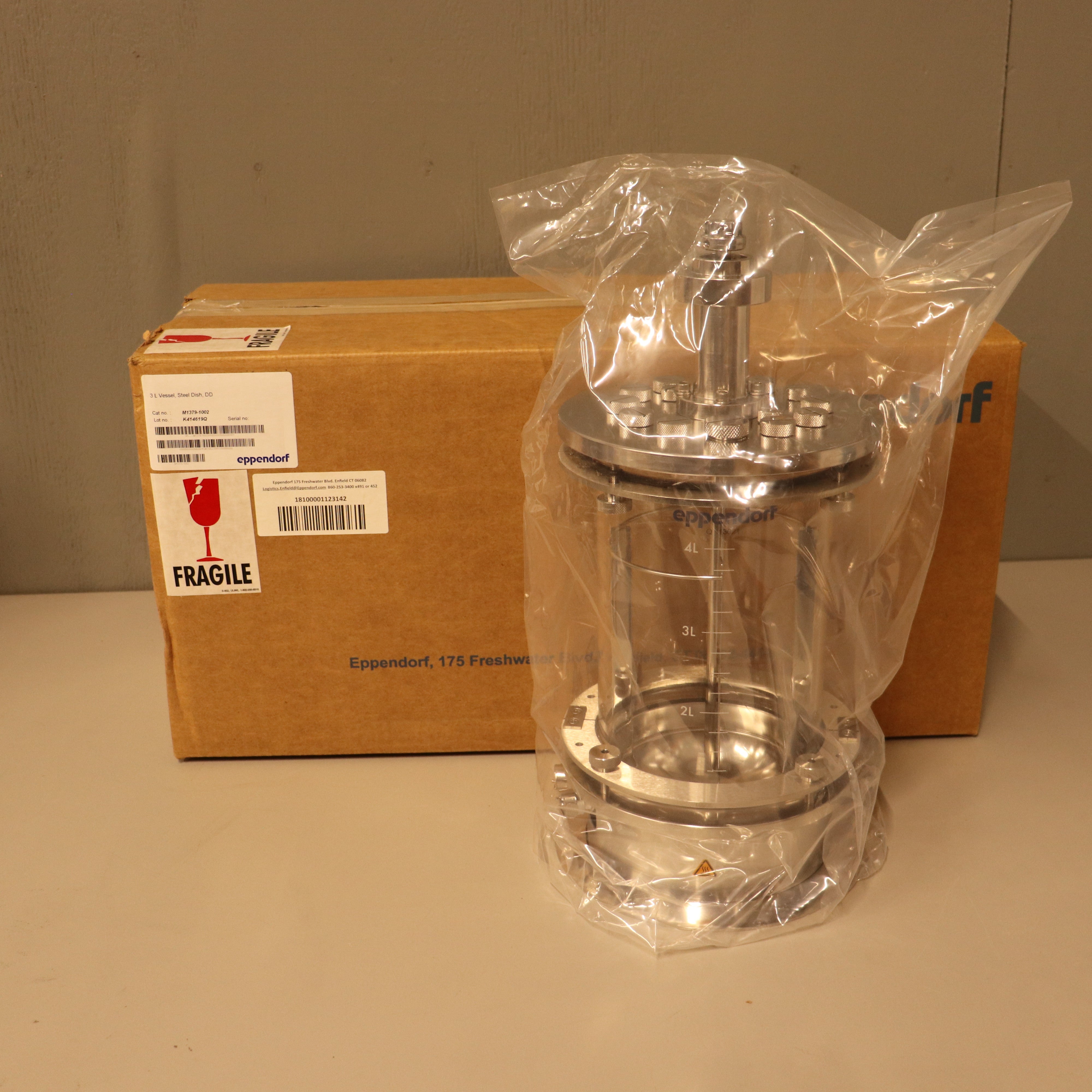 Eppendorf BioFlo 320 Glass Vessel Bioreactor 3L SS Dished Bottom M1379