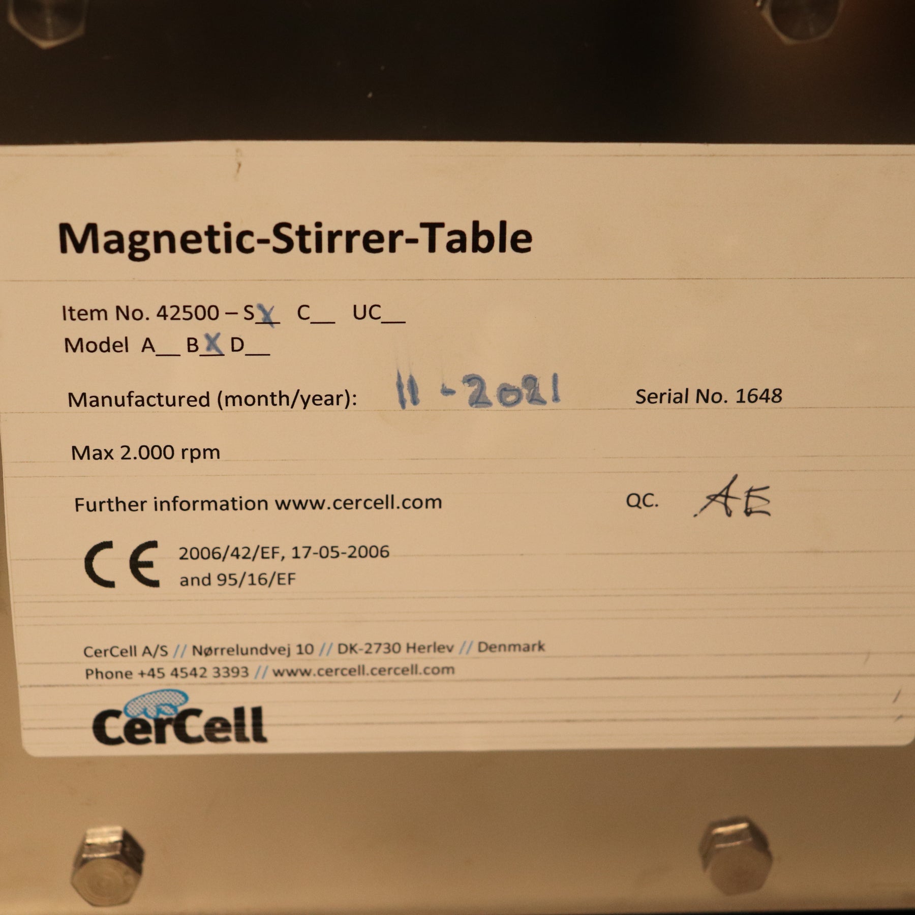 CerCell Magnetic-Stirrer-Table 42500 MST-S w/ MST-disc ID39-B