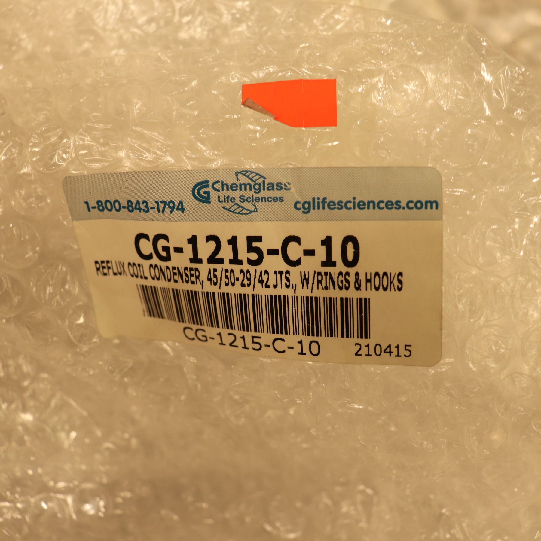 Chemglass Reflux Coil Condenser CG-1215-C-10