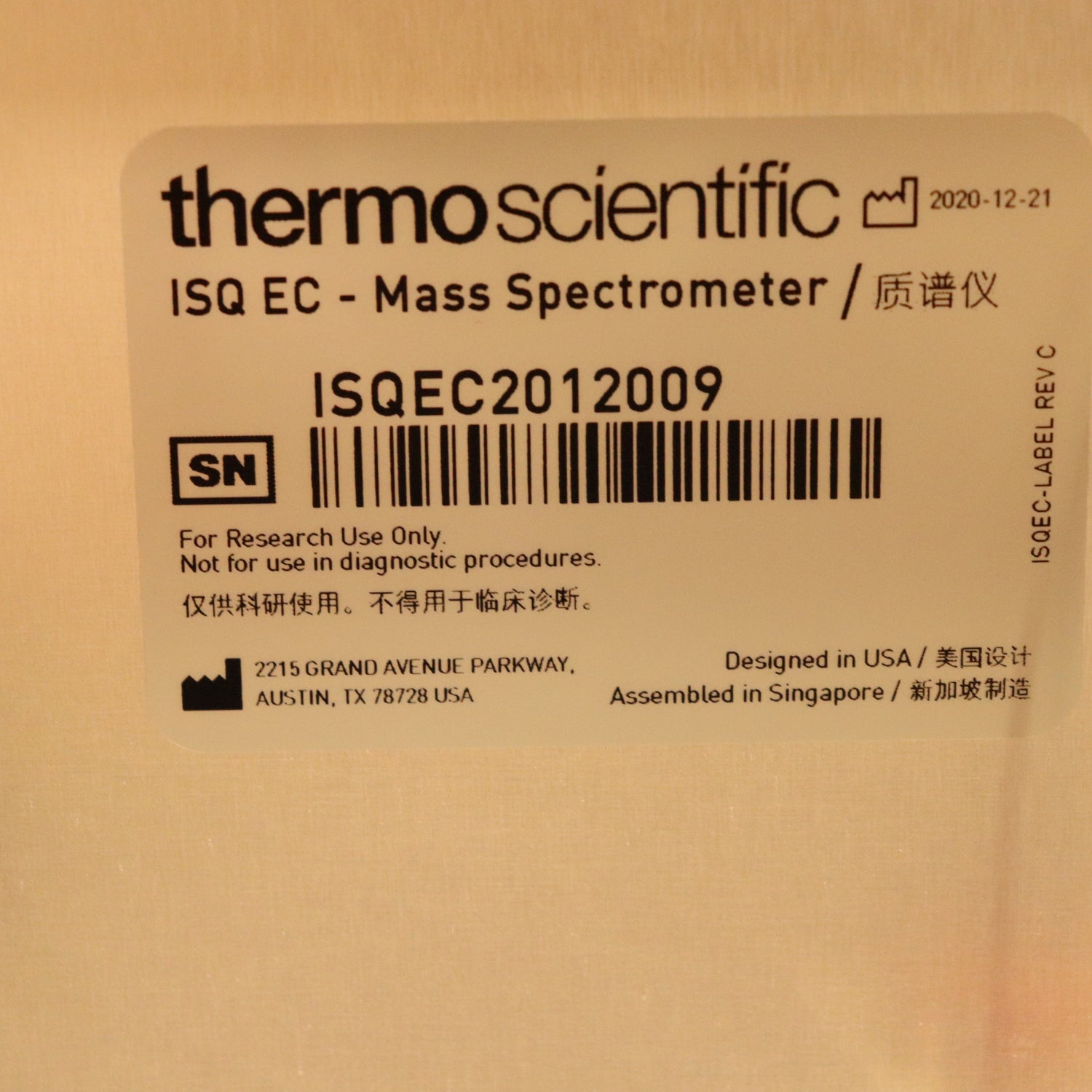 Isq Ec Thermo ISQ EC Single Quad Mass Spectrometer MS w/ Edwards RV8 Vacuum P