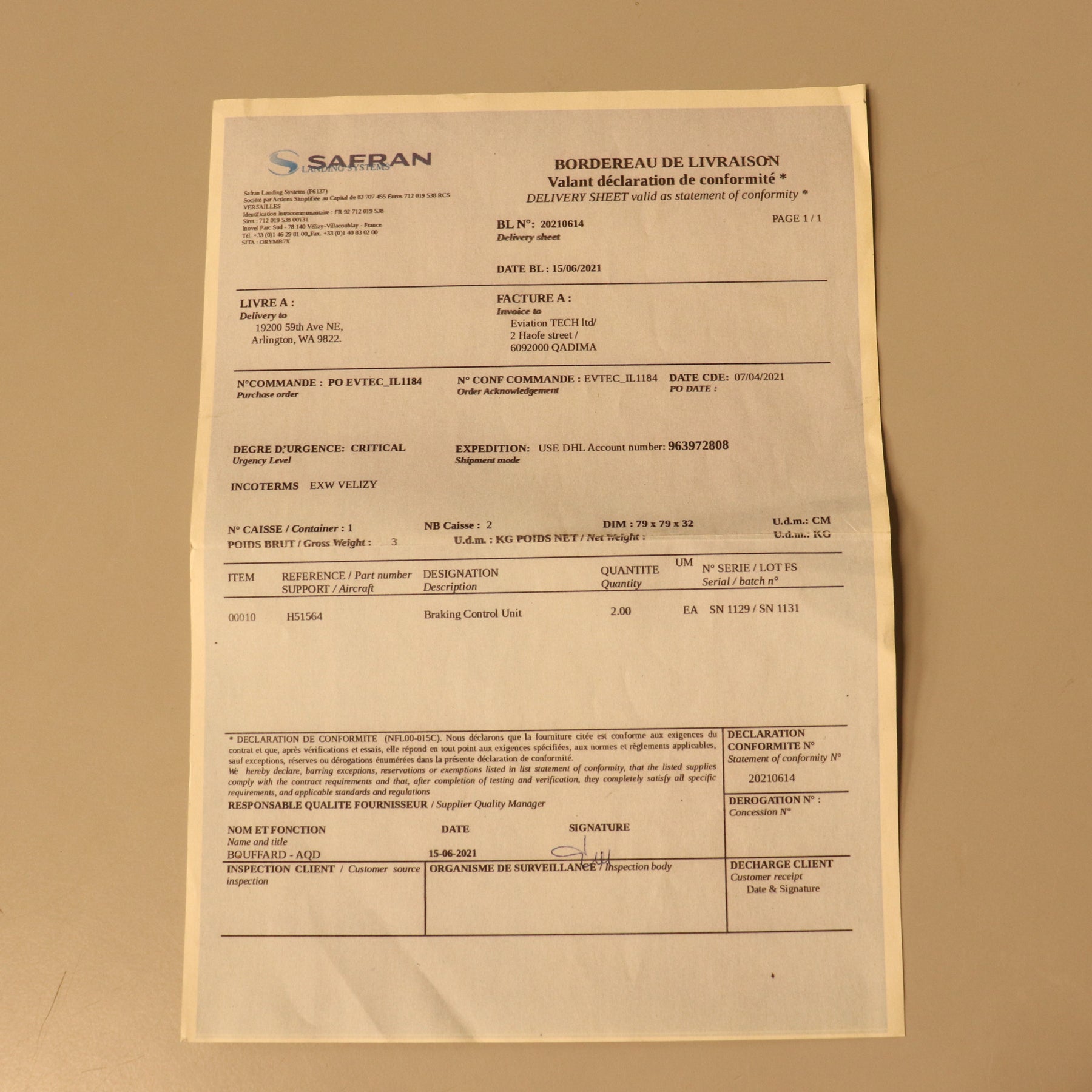 Safran Landing Systems Aviation Braking Control Unit (BCU) w/ Cert