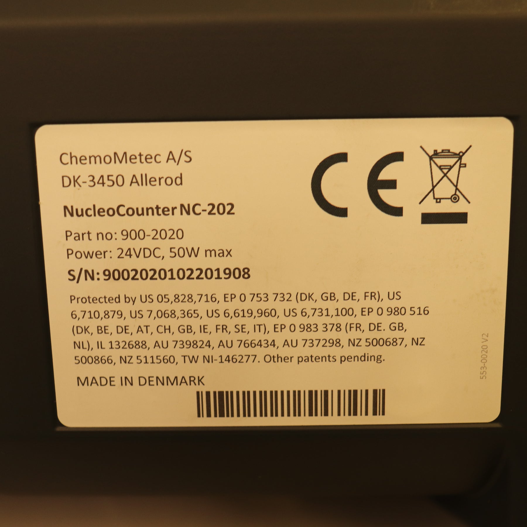 ChemoMetec NucleoCounter NC-202 Automated Cell Counter 900-2020 21 CFR 11