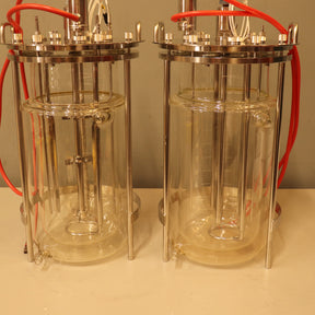 Lot of (2) Sartorius Stedim 10L Jacketed Double Wall Glass Bioreactor Fermenter Vessels