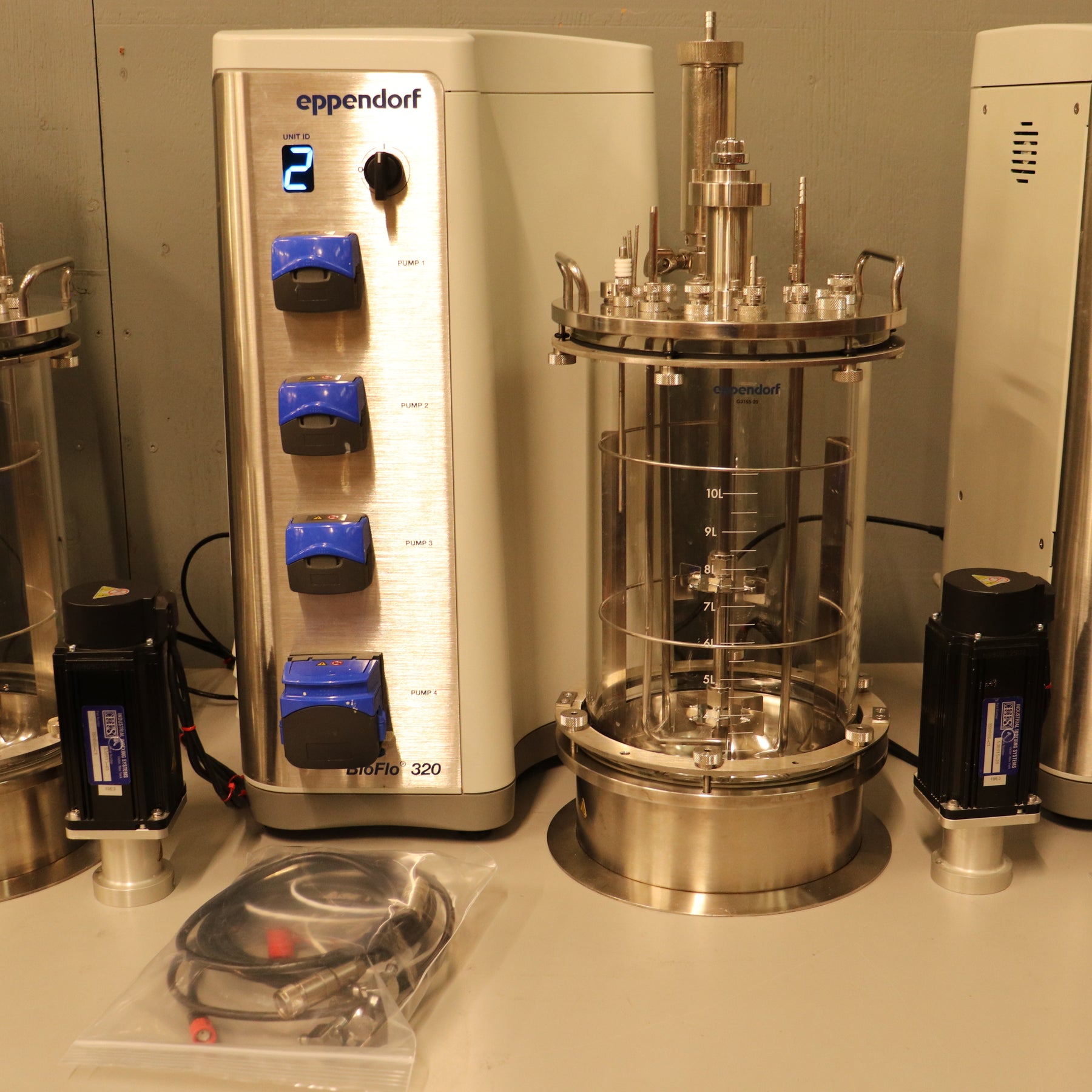 3x Eppendorf BioFlo 320 Bioprocess Control Station Fermenter Bioreactors w/ 10L Vessels