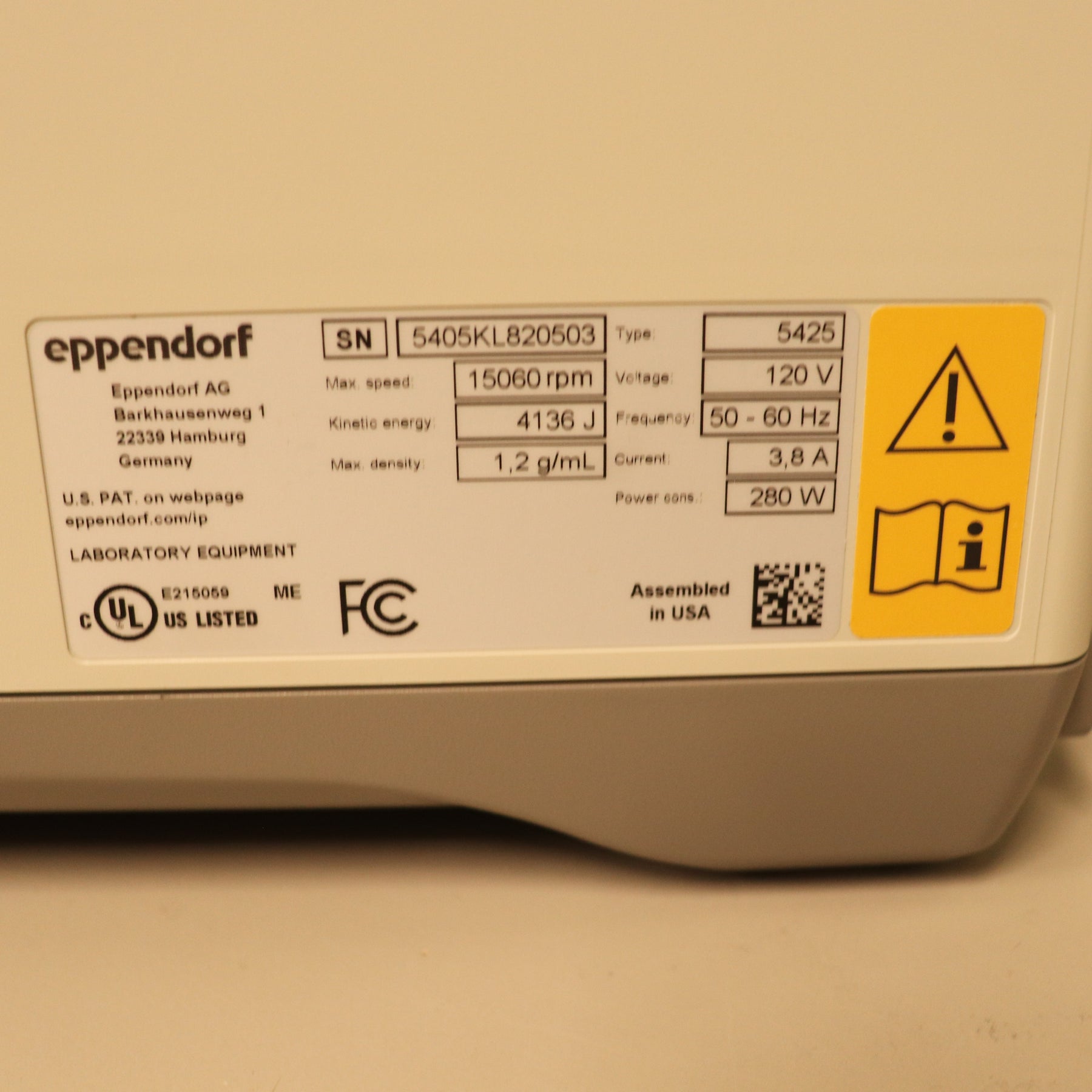 Eppendorf 5425 15k rpm Centrifuge with FA-24x2 Rotor